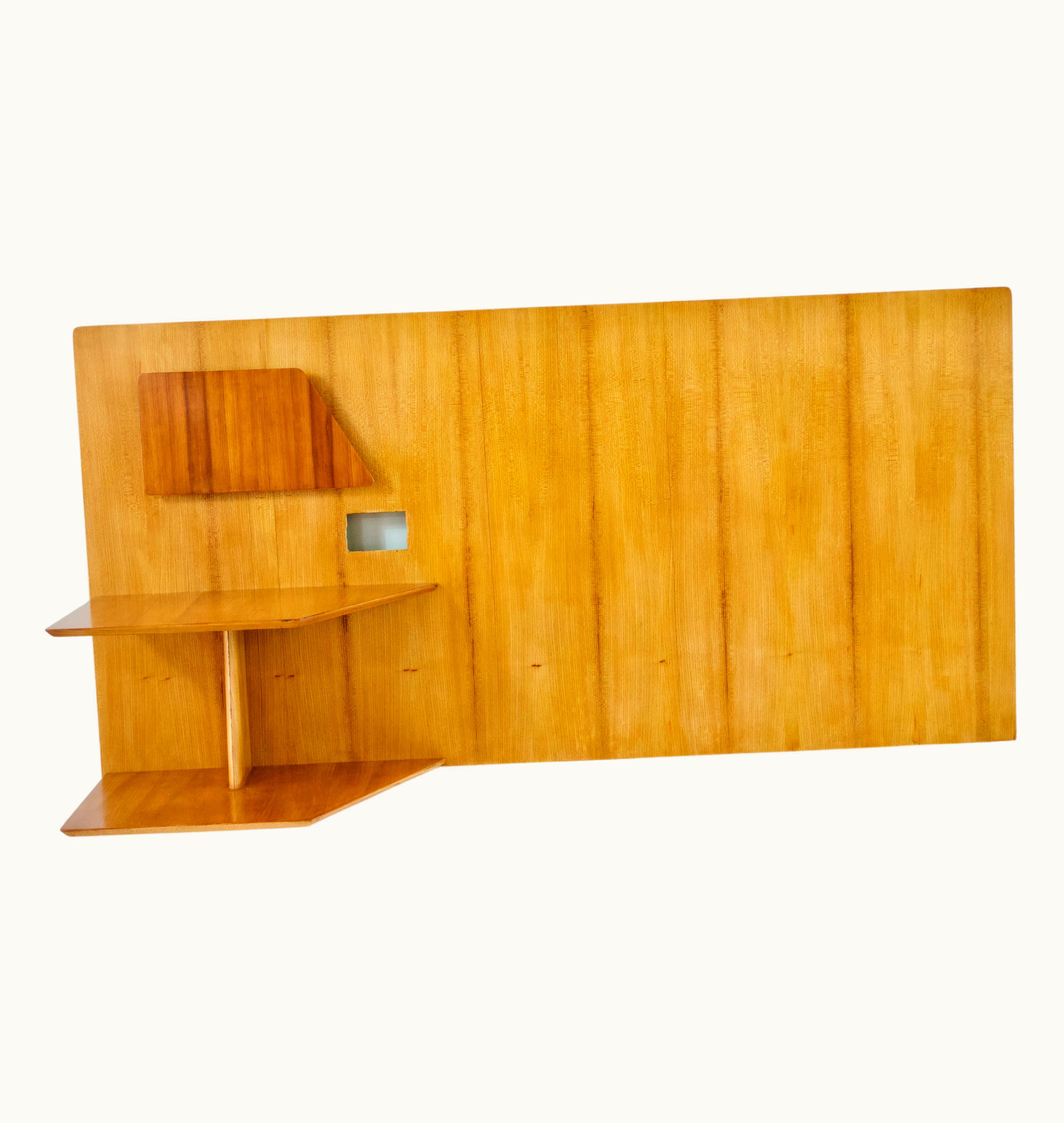 Gio Ponti Gio Ponti Single Elm Left Headboard With Fitted Bedside Table, Hotel Royal, 1955