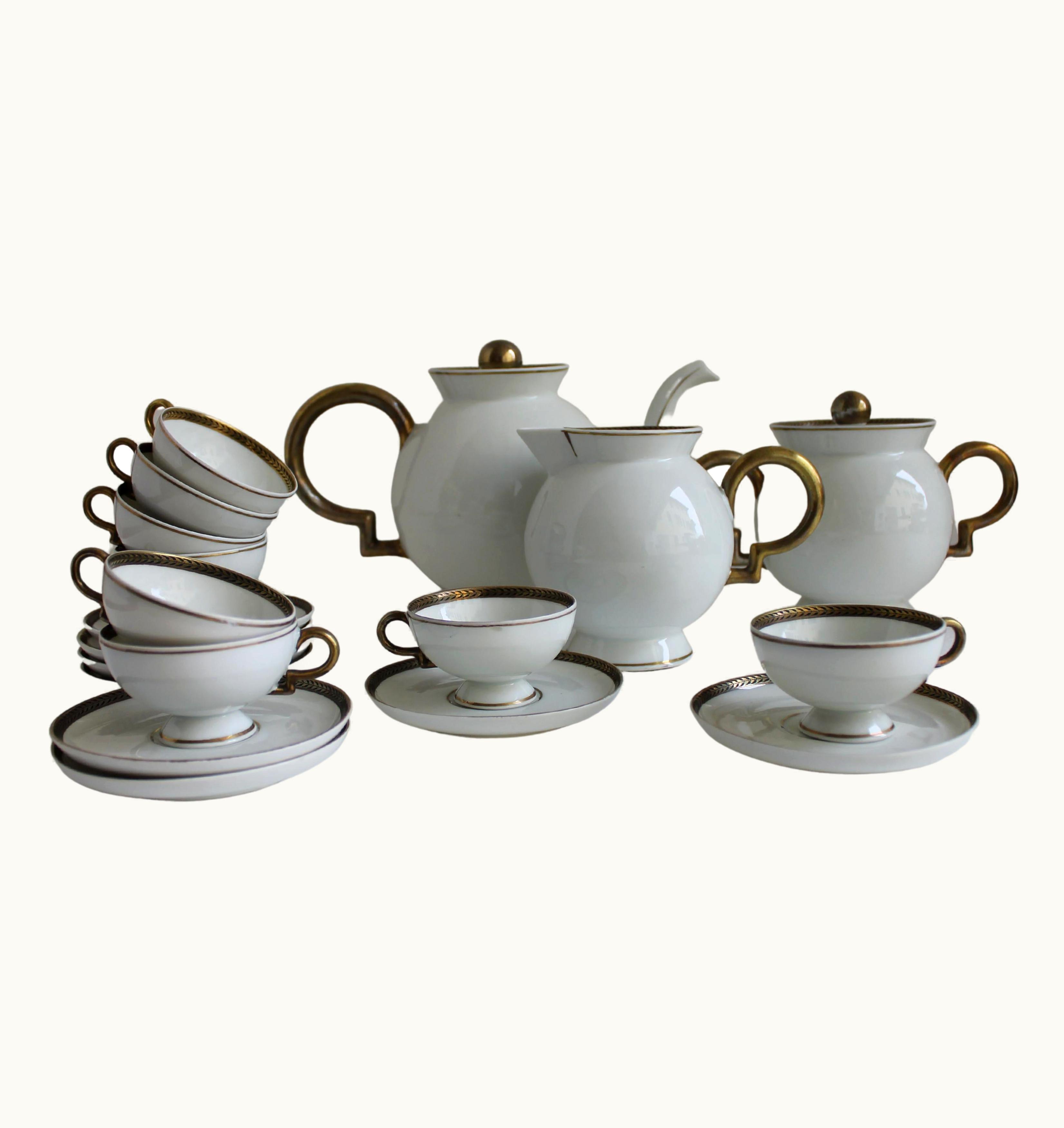 Gio Ponti Gio Ponti Art Deco Gio Ponti Richard Ginori Withe Porcelain Coffee Set, Italy 1933