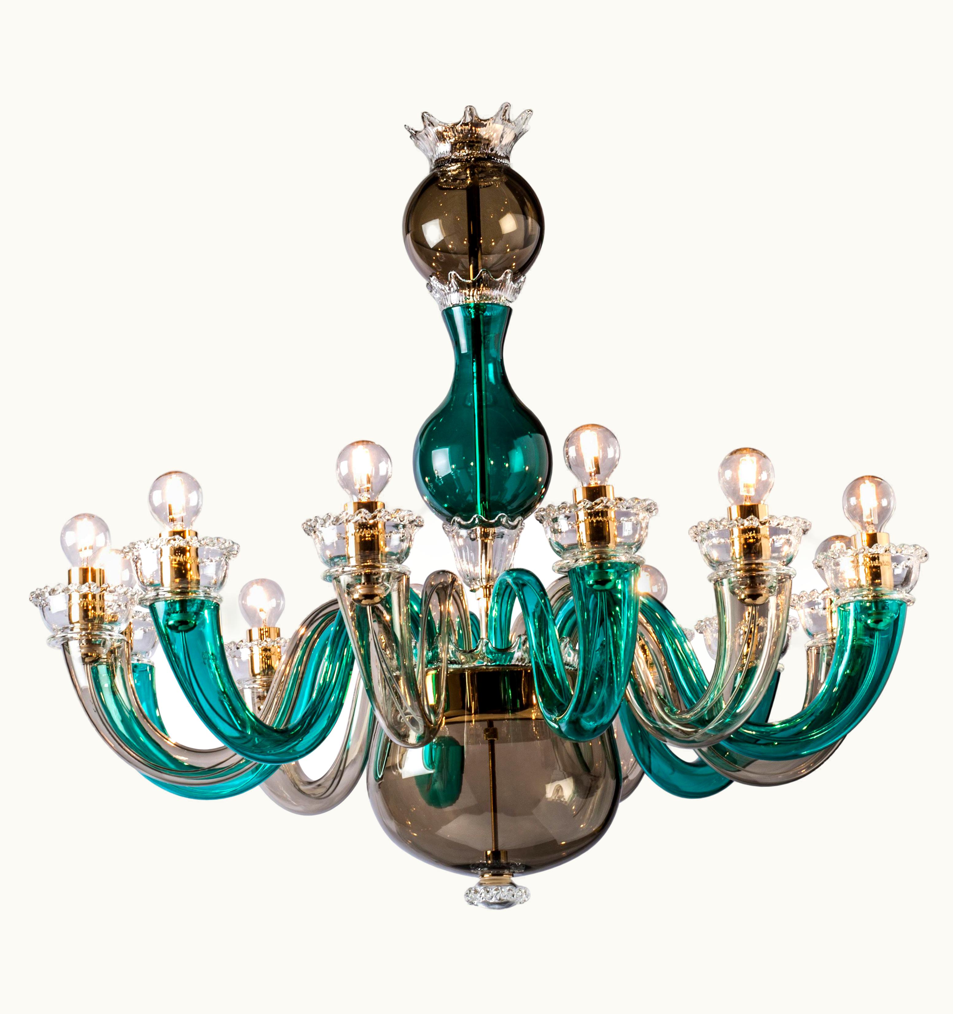 Gio Ponti Gio Ponti Venini Gio Ponti Chandelier In Grey And Green By Gio Ponti