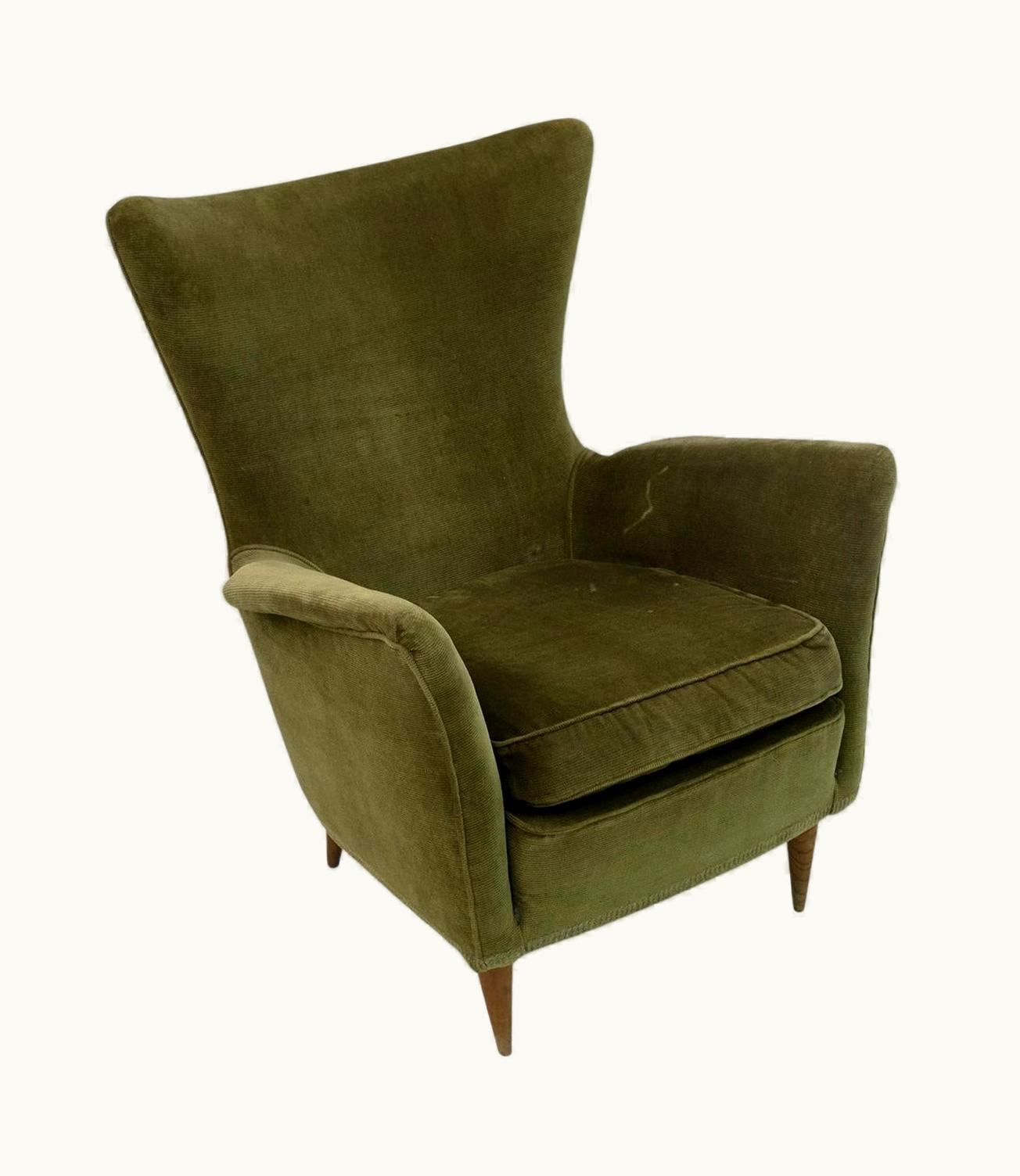 Gio Ponti Gio Ponti Art Dèco Italian Lounge Armchair From Hotel Bristol Merano, 50s