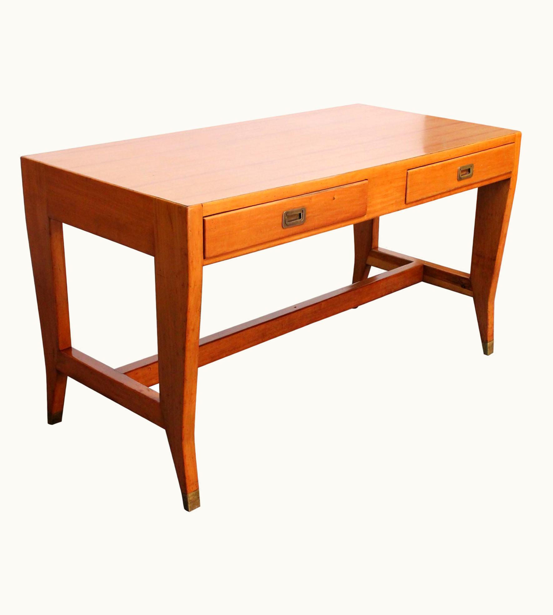 Gio Ponti Gio Ponti For BNL Walnut And Brass Writing Table / Desk