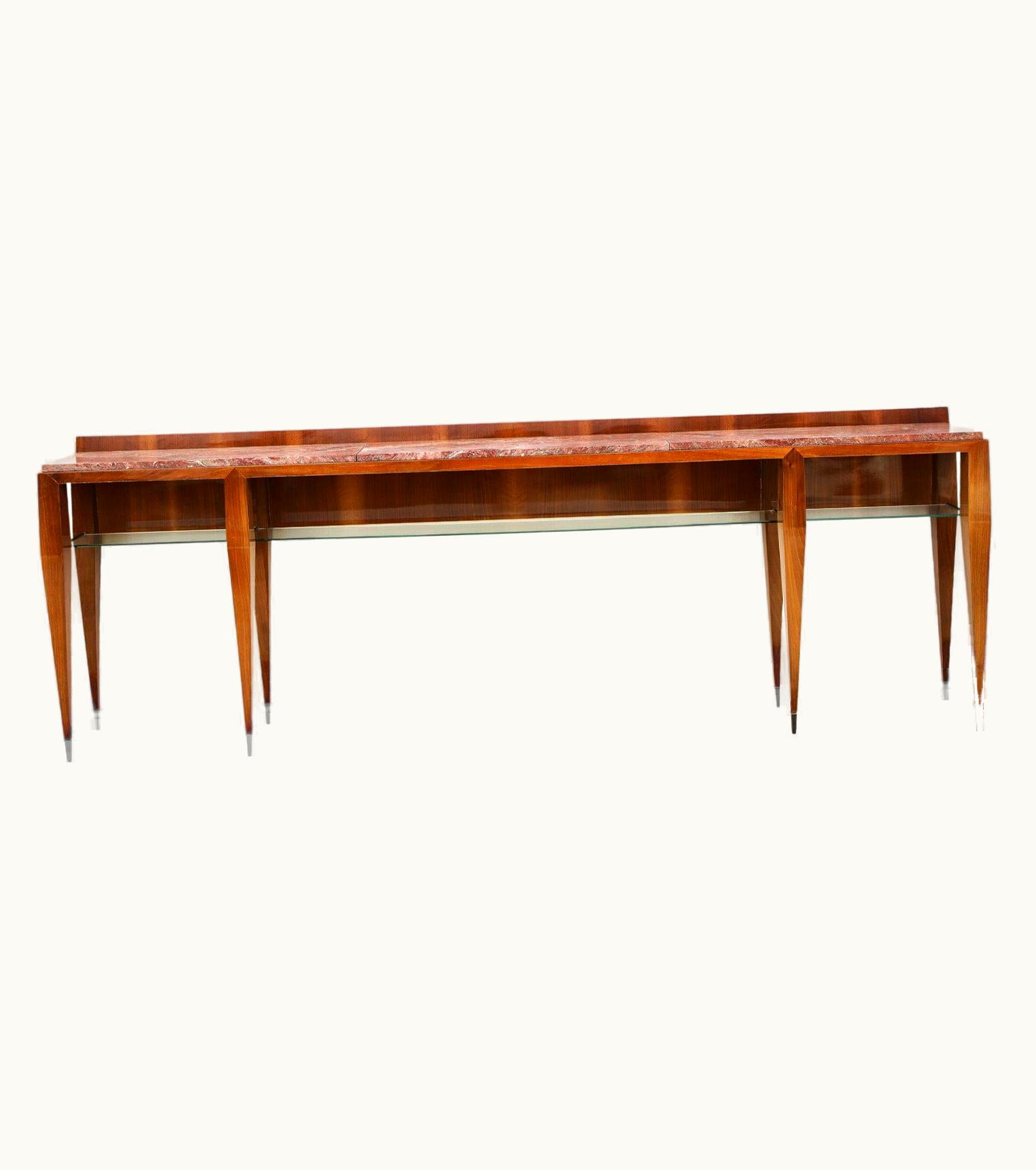 Gio Ponti Gio Ponti Grand Console Table In Cherry With Red Marble Top Ca 1958