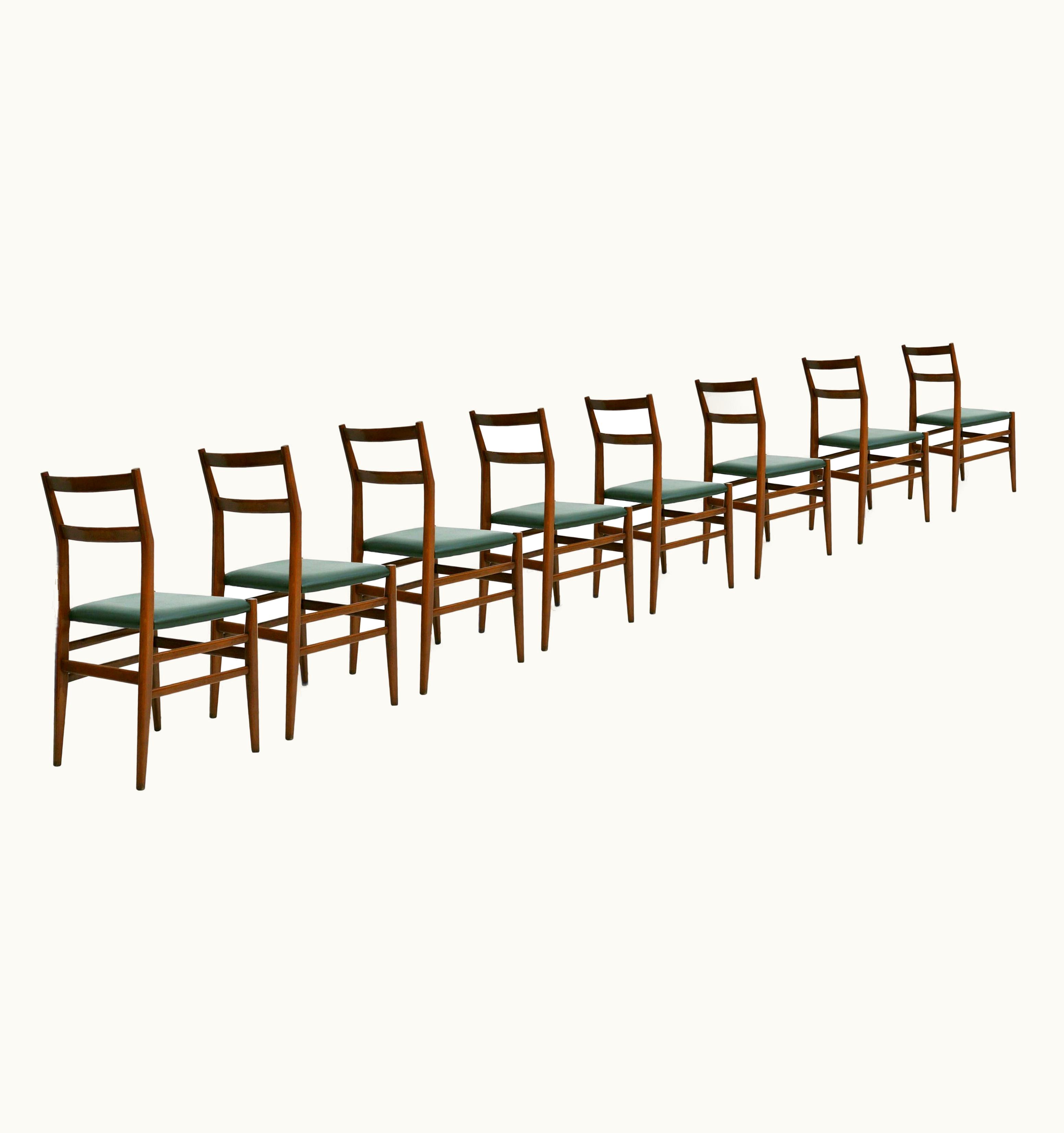 Gio Ponti Gio Ponti Set Of 8 Ashwood Leggera Italian Chairs, 1960s