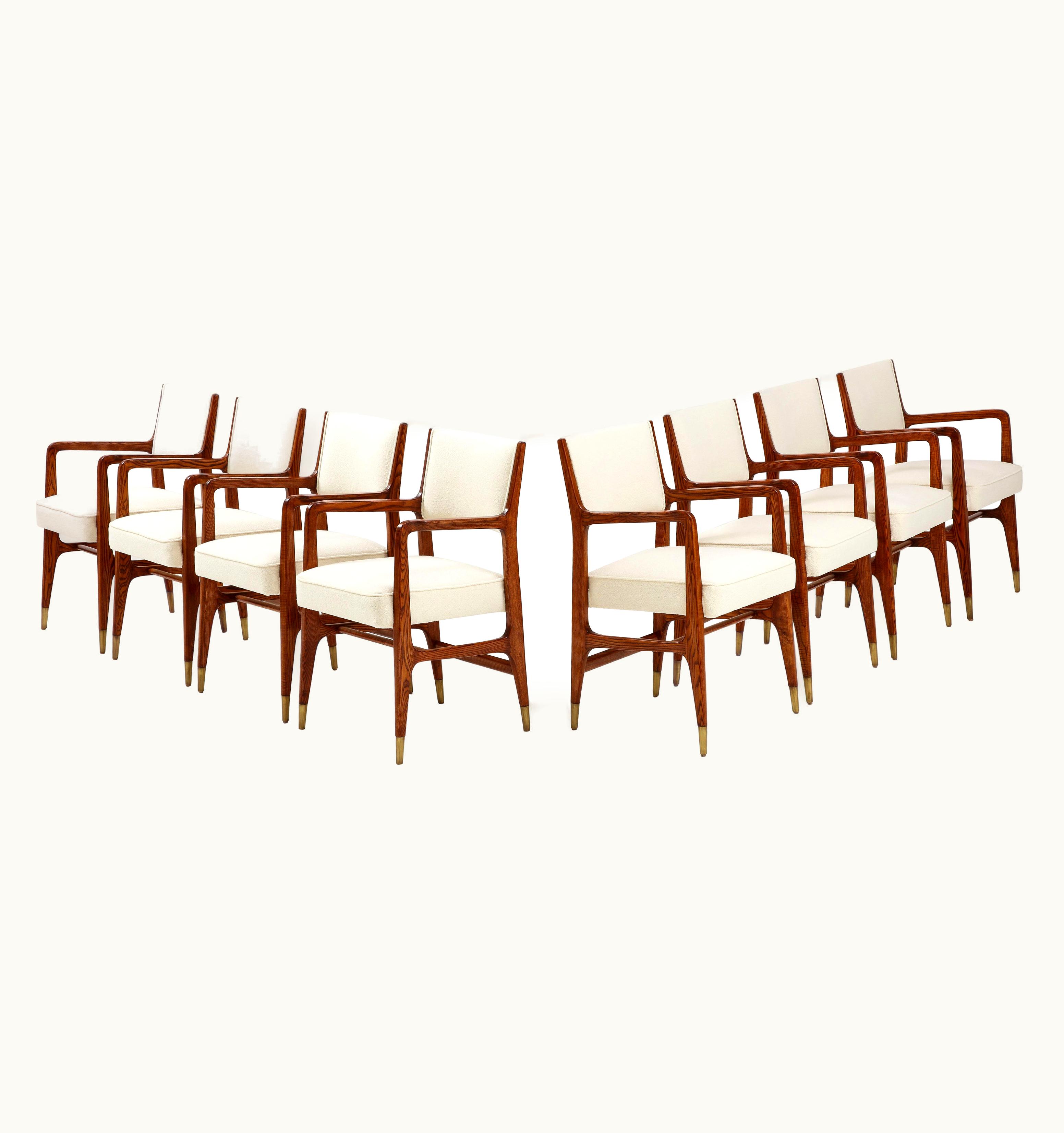 Gio Ponti Gio Ponti For Cassina Rare Set Of 8 Dining Chairs Model 110 In Ivory Bouclé