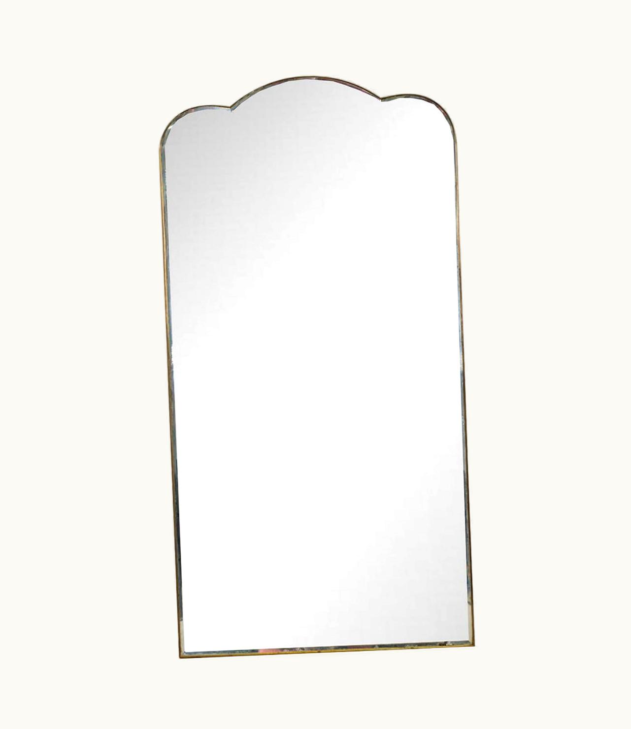 Gio Ponti Gio Ponti Wall Mirror With Brass Trefoil Shape Frame Fontana Arte 1930s Italy