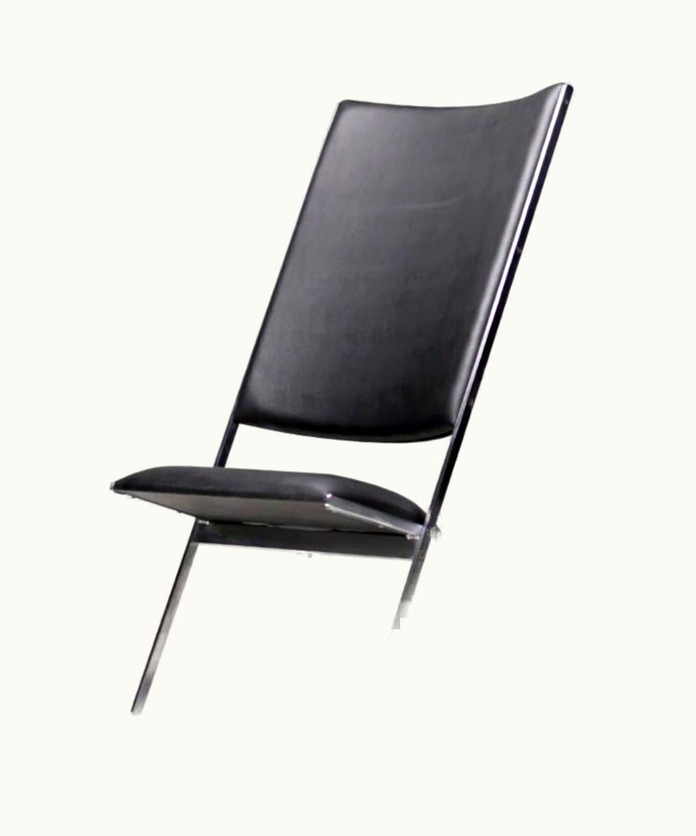 Gio Ponti Gio Ponti Gabriella Folding Lounge Chair In Black Vynil By Pallucco 1991 Italy