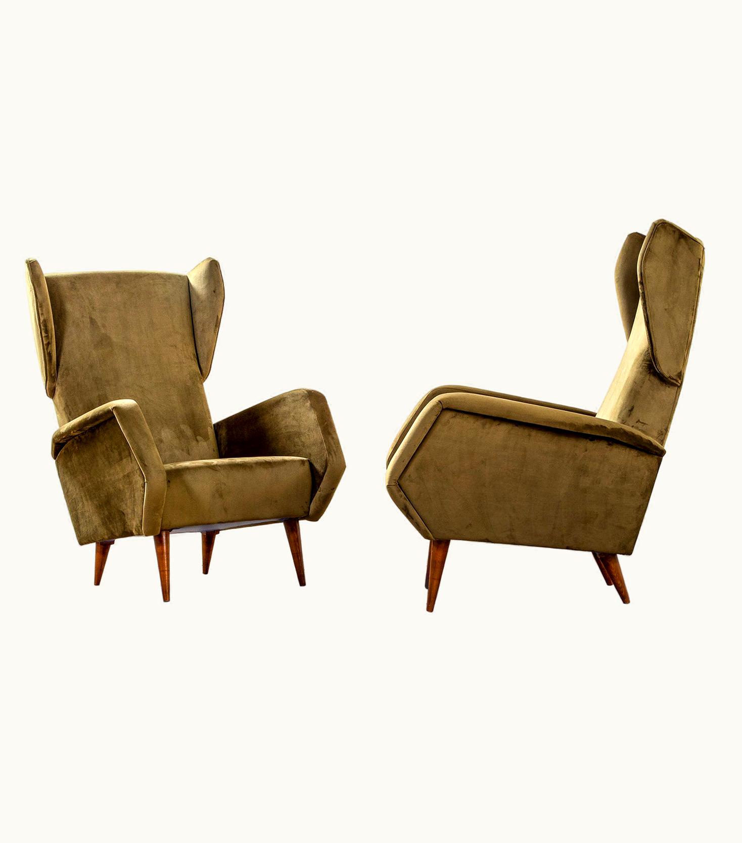 Gio Ponti Gio Ponti 20th Century Gio Ponti Cassina Pair Of Armchairs For Hotel Royal In Naples '50s