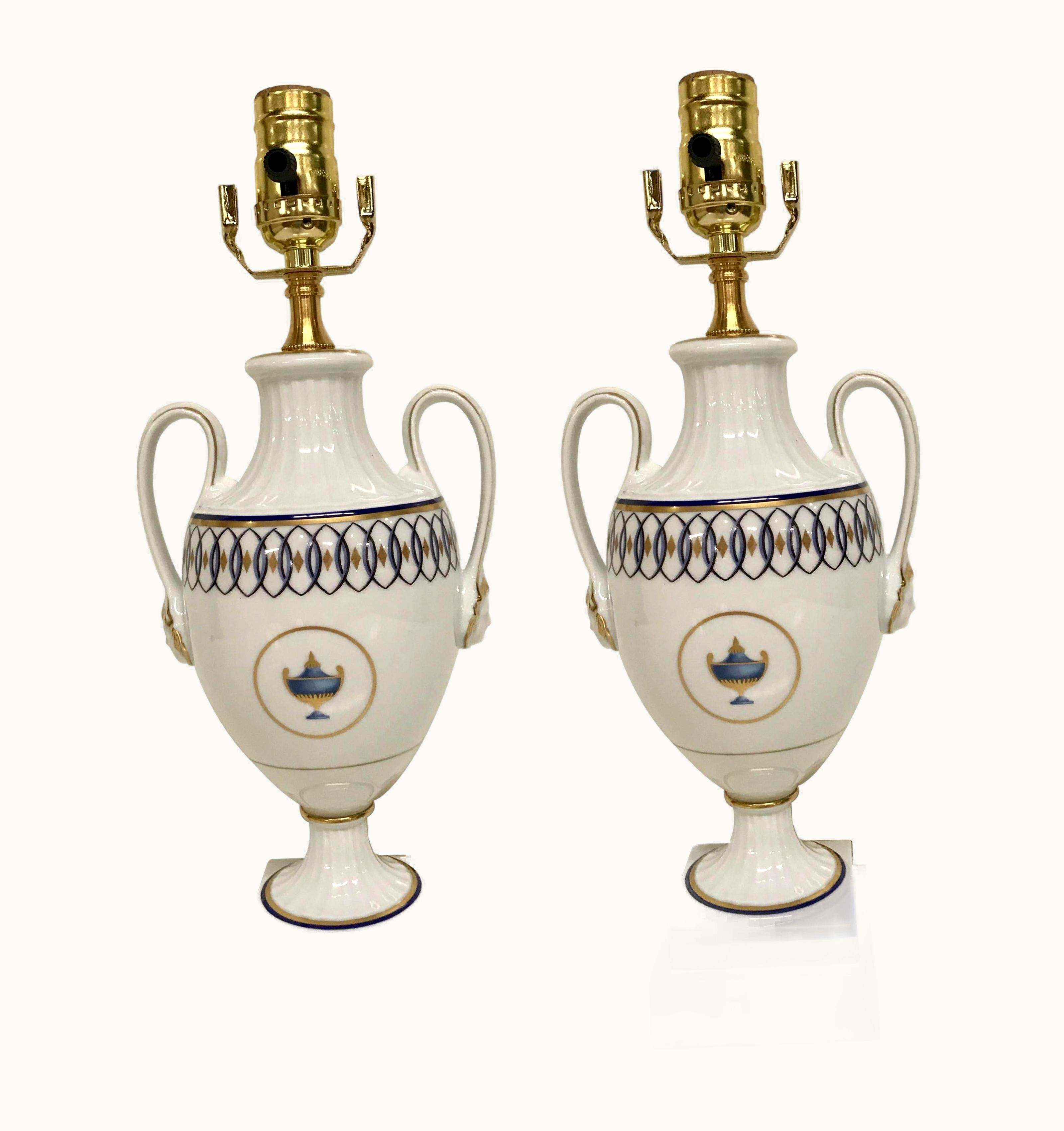 Gio Ponti Gio Ponti Pair Of Neoclassic Lamps, By Gio Ponti For Richard Ginori Pittorai