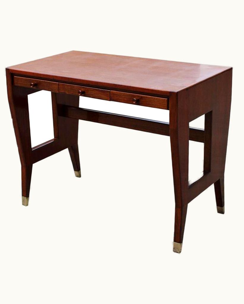 Gio Ponti Gio Ponti Small Desk Mid-Century Italian Design Laminate Brass Walnut