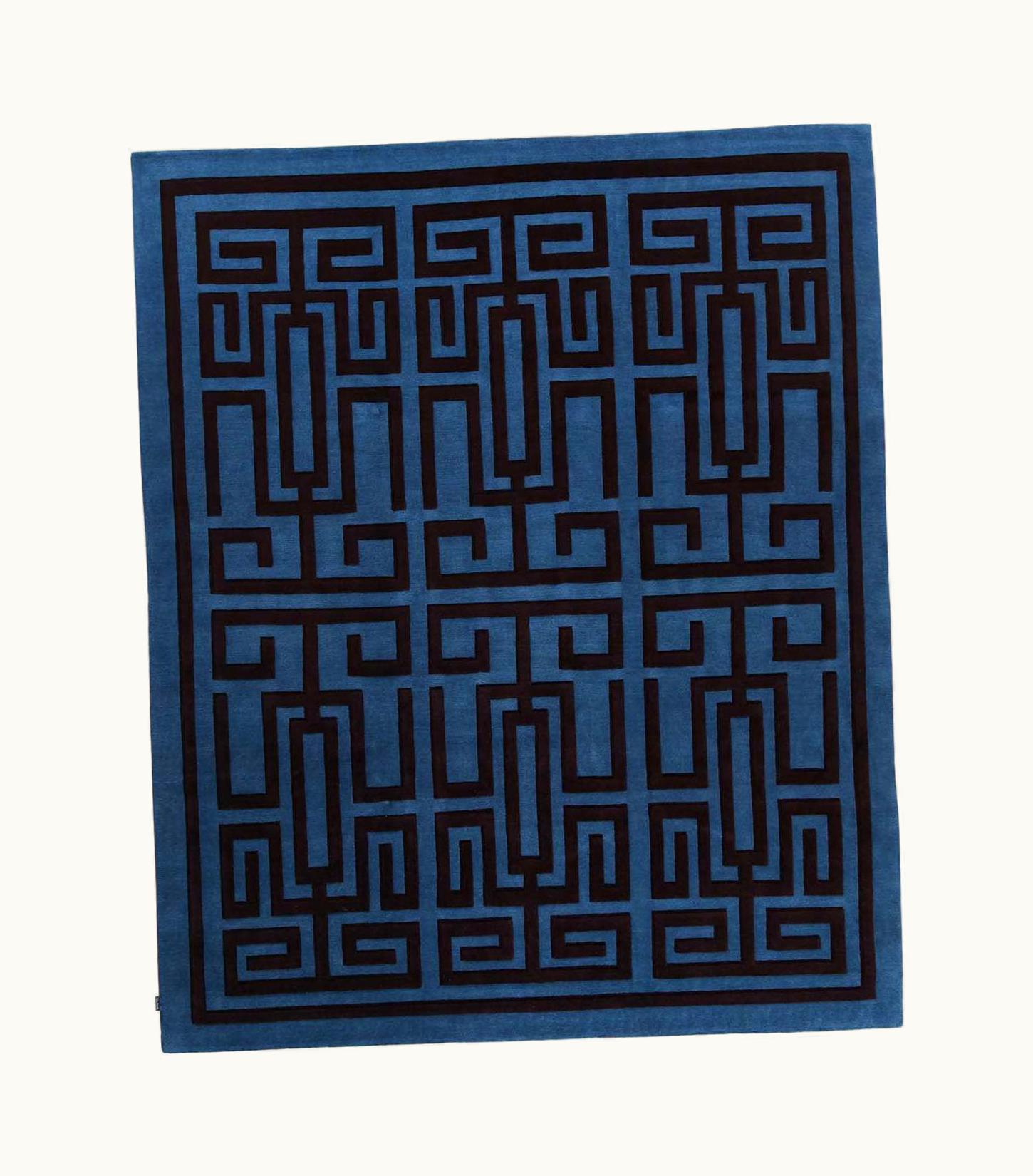 Gio Ponti Gio Ponti Labirinto Blue And Black Carpet By Gio Ponti