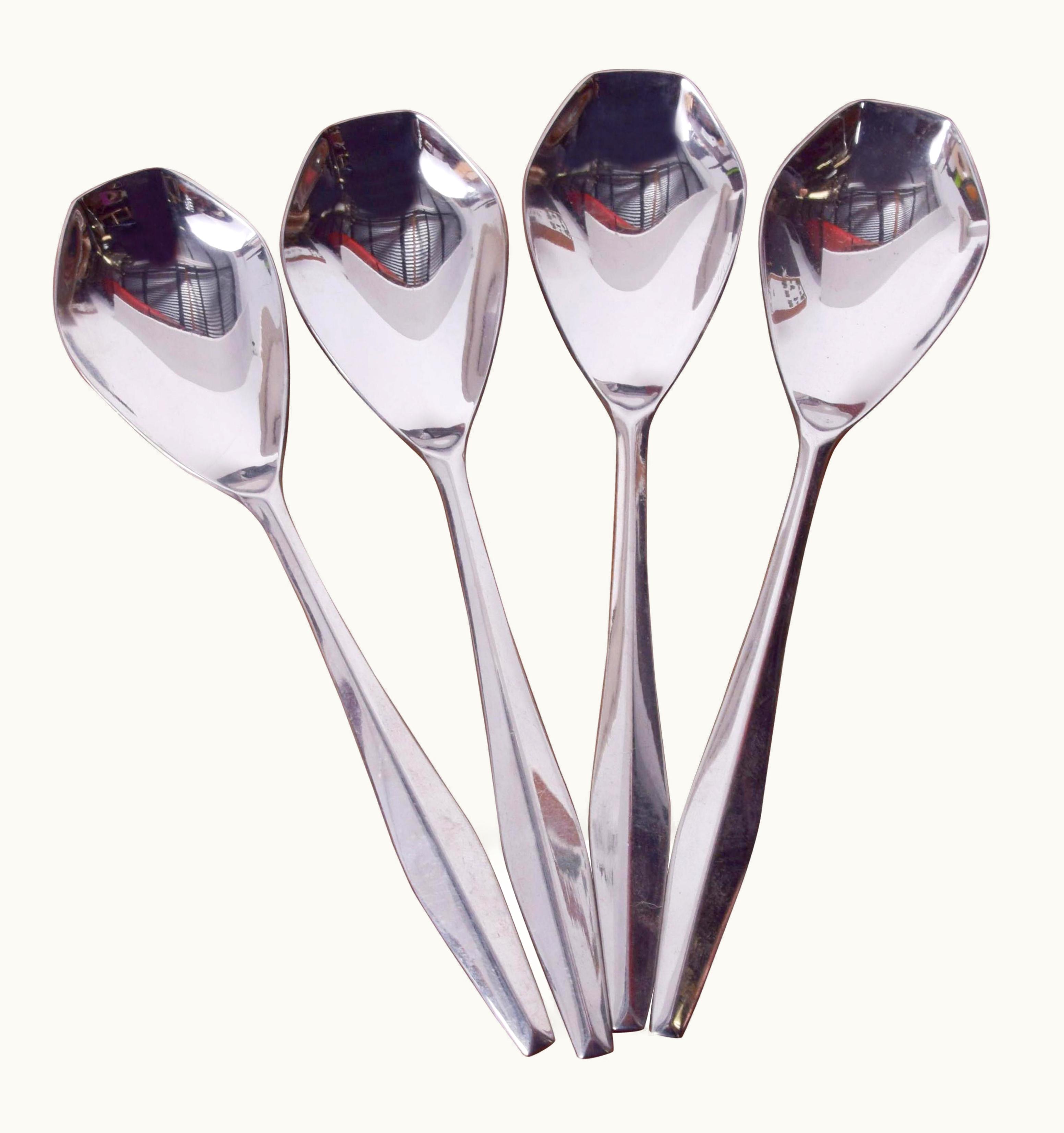 Gio Ponti Gio Ponti Diamond Stainless Steel Flatware Four Spoon Set By Reed & Barton, 1958