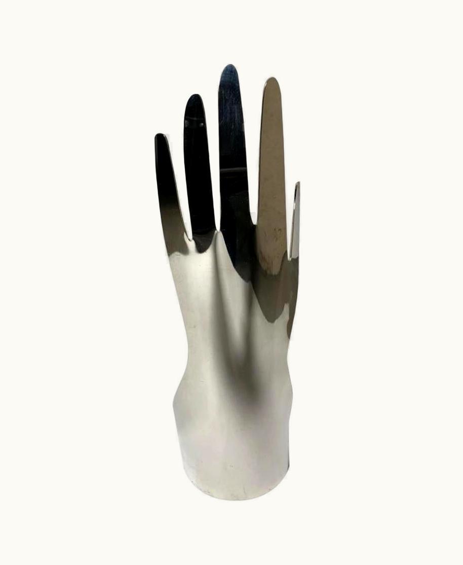 Gio Ponti Gio Ponti Silver Metal Sculpture Model Hand 5 Fingers For Sabattini, Italy