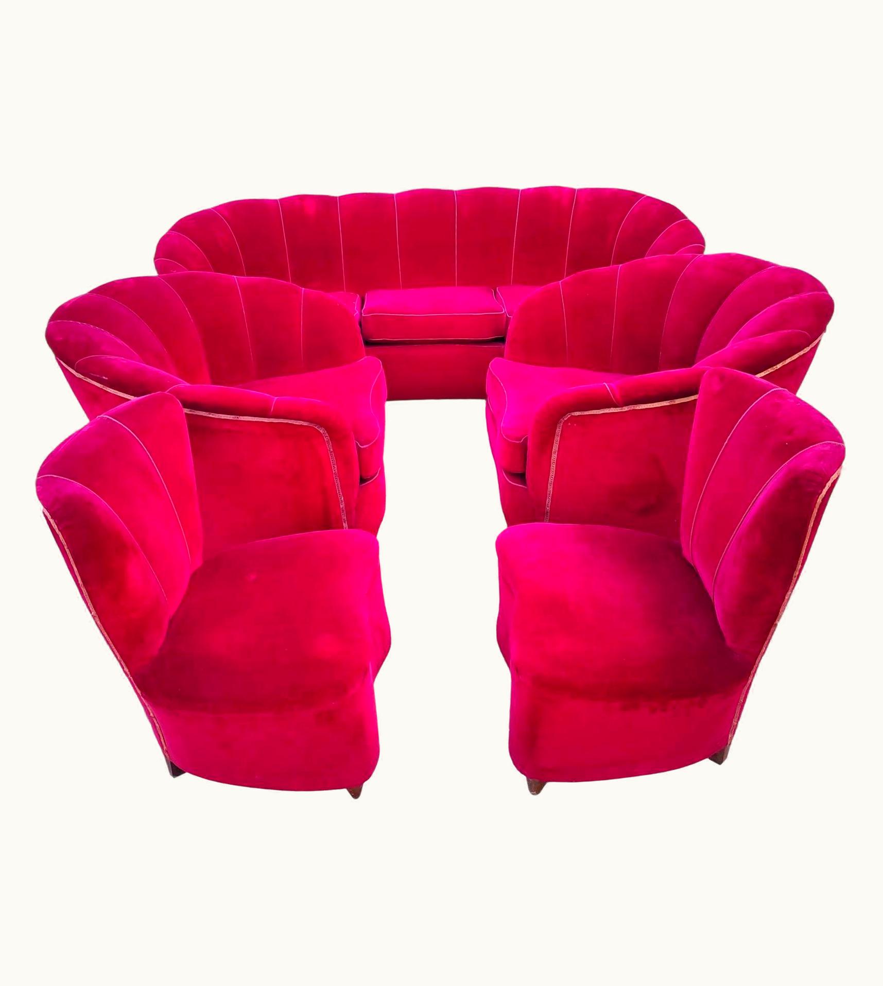 Gio Ponti Gio Ponti Rare Set Sofa And Four Armchairs Design Gio Ponti For Casa E Giardino, 1940