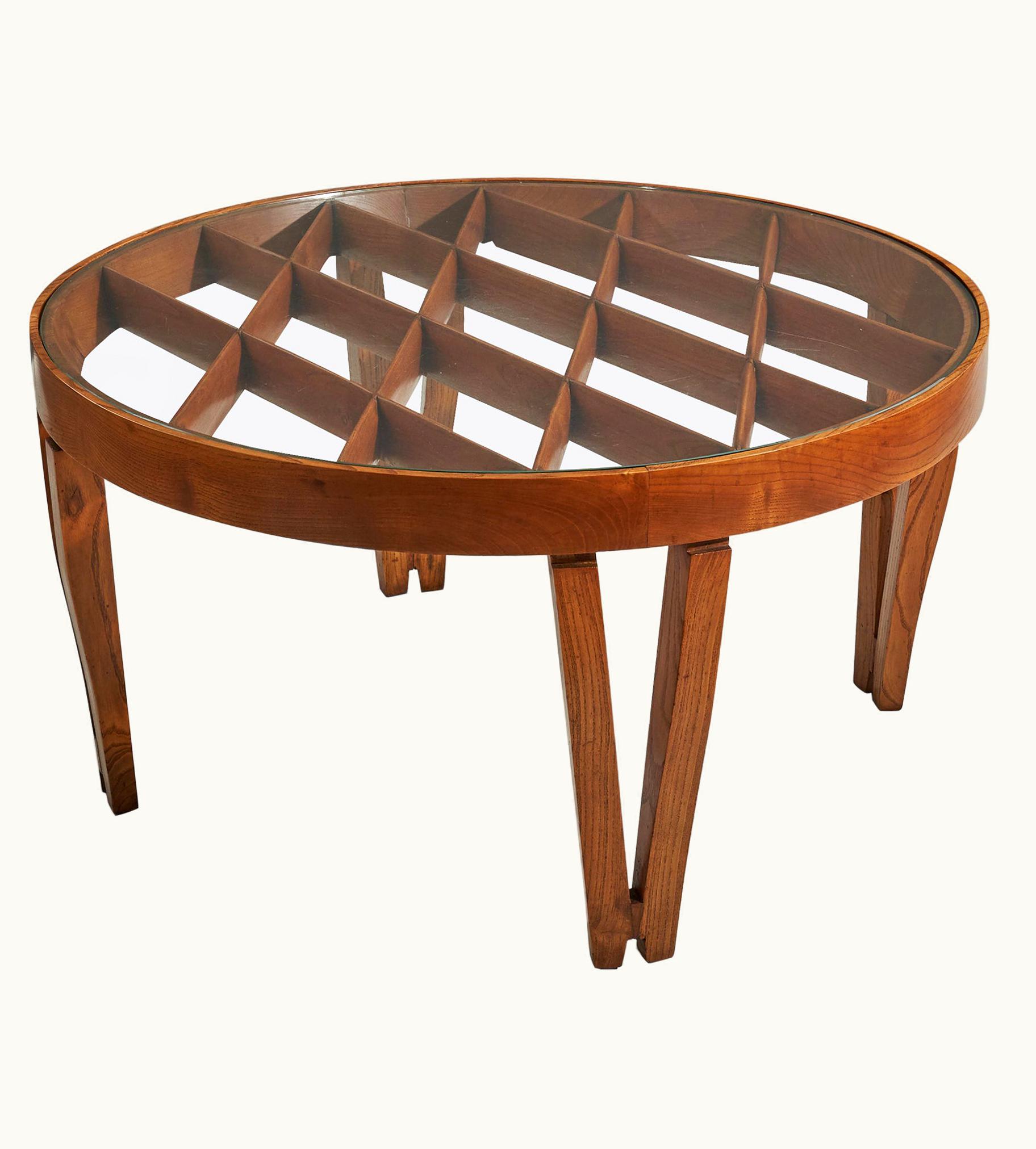 Gio Ponti Gio Ponti, Unique Coffee Table, Oak, Glass, Italy, C. 1937