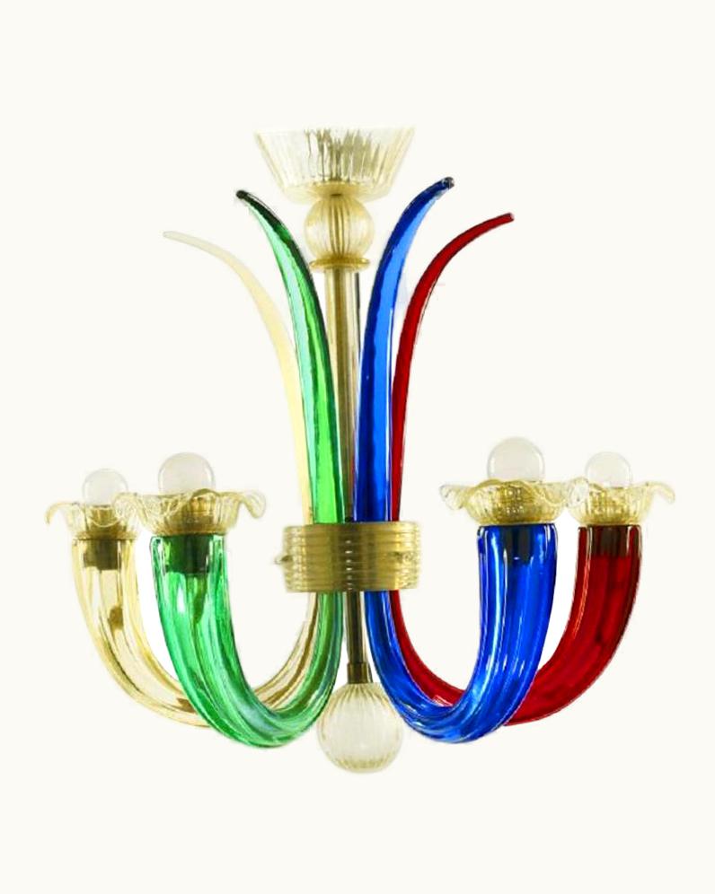 Gio Ponti Gio Ponti Murano Multicolored Chandelier By Gio Ponti For Venini