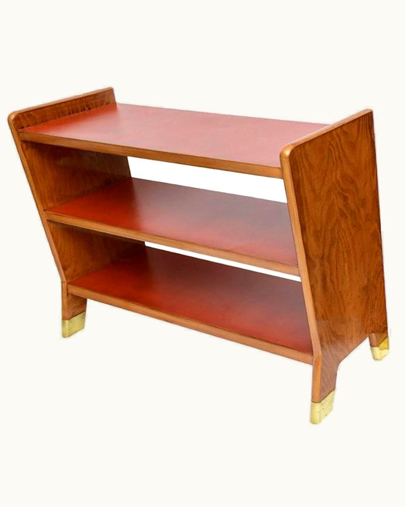 Gio Ponti Gio Ponti Fine Gio Ponti Fruitwood And Leather Dwarf Bookcase