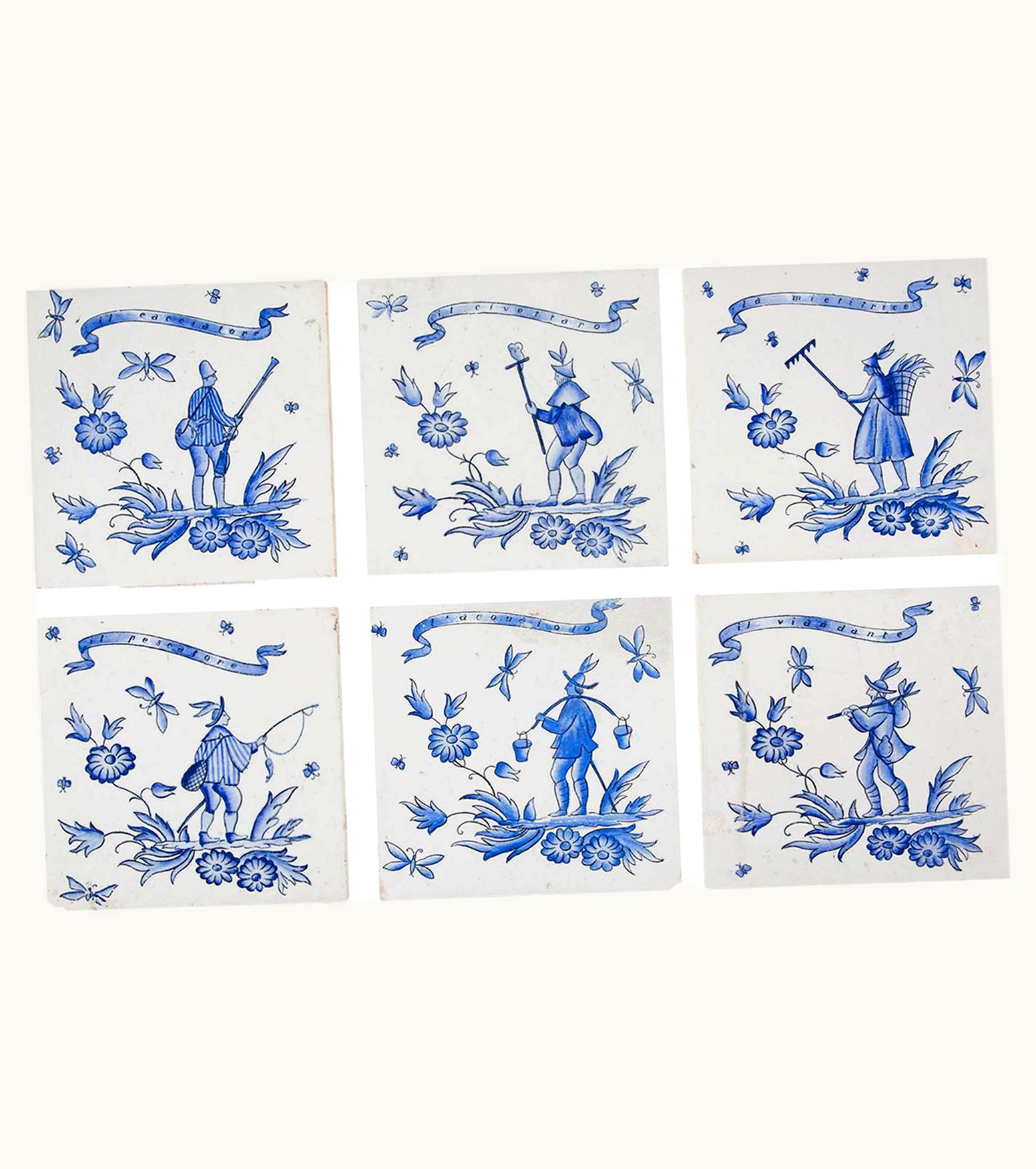 Gio Ponti Gio Ponti Set Of Six Ceramic Tiles By Gio Ponti