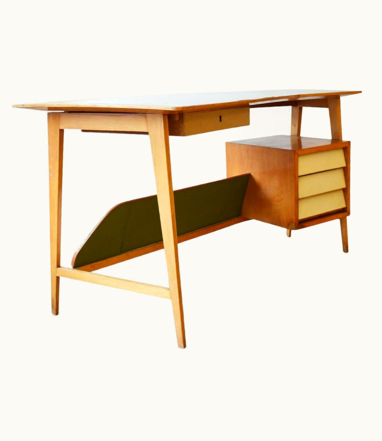 Gio Ponti Gio Ponti Italian Beechwood Desk In The Manner Of Gio Ponti, 1950's