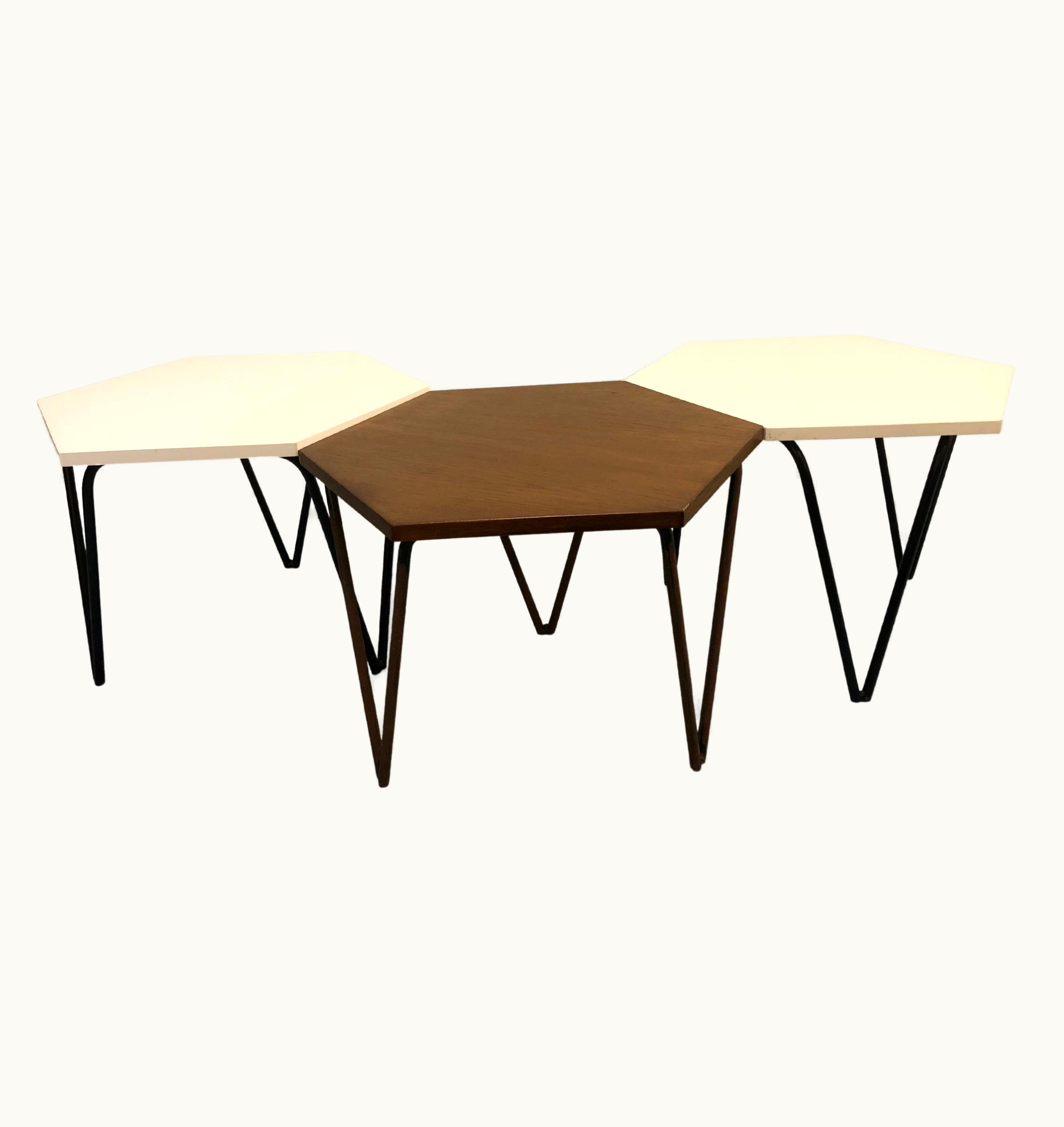 Gio Ponti Gio Ponti Set Of Three Low Hexagonal Coffee Tables By Gio Ponti For Isa Bergamo, Italy 50s
