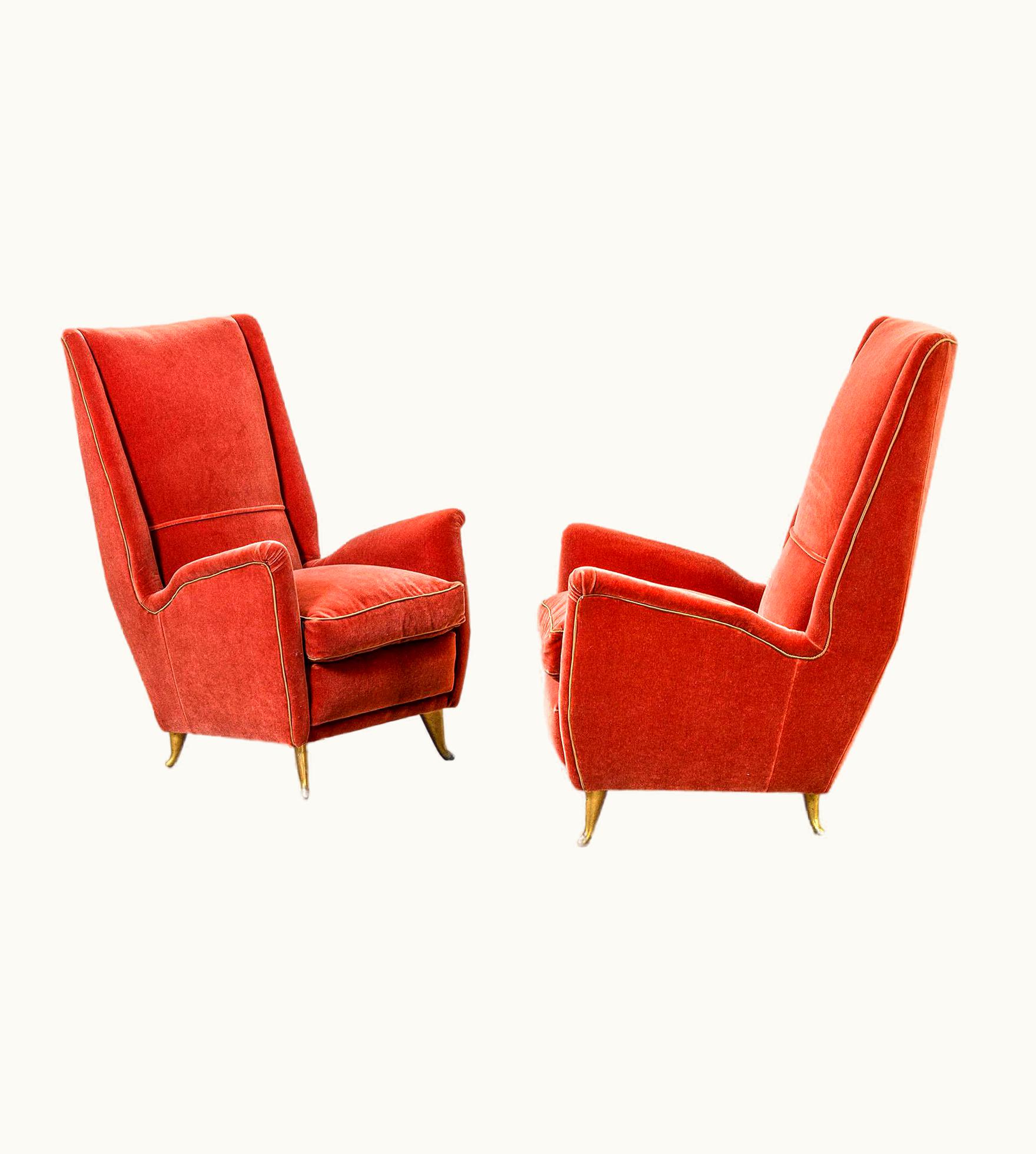 Gio Ponti Gio Ponti 20th Century Gio Ponti ISA Bergamo Pair Of Armchairs Made In Wood And Fabric 40s