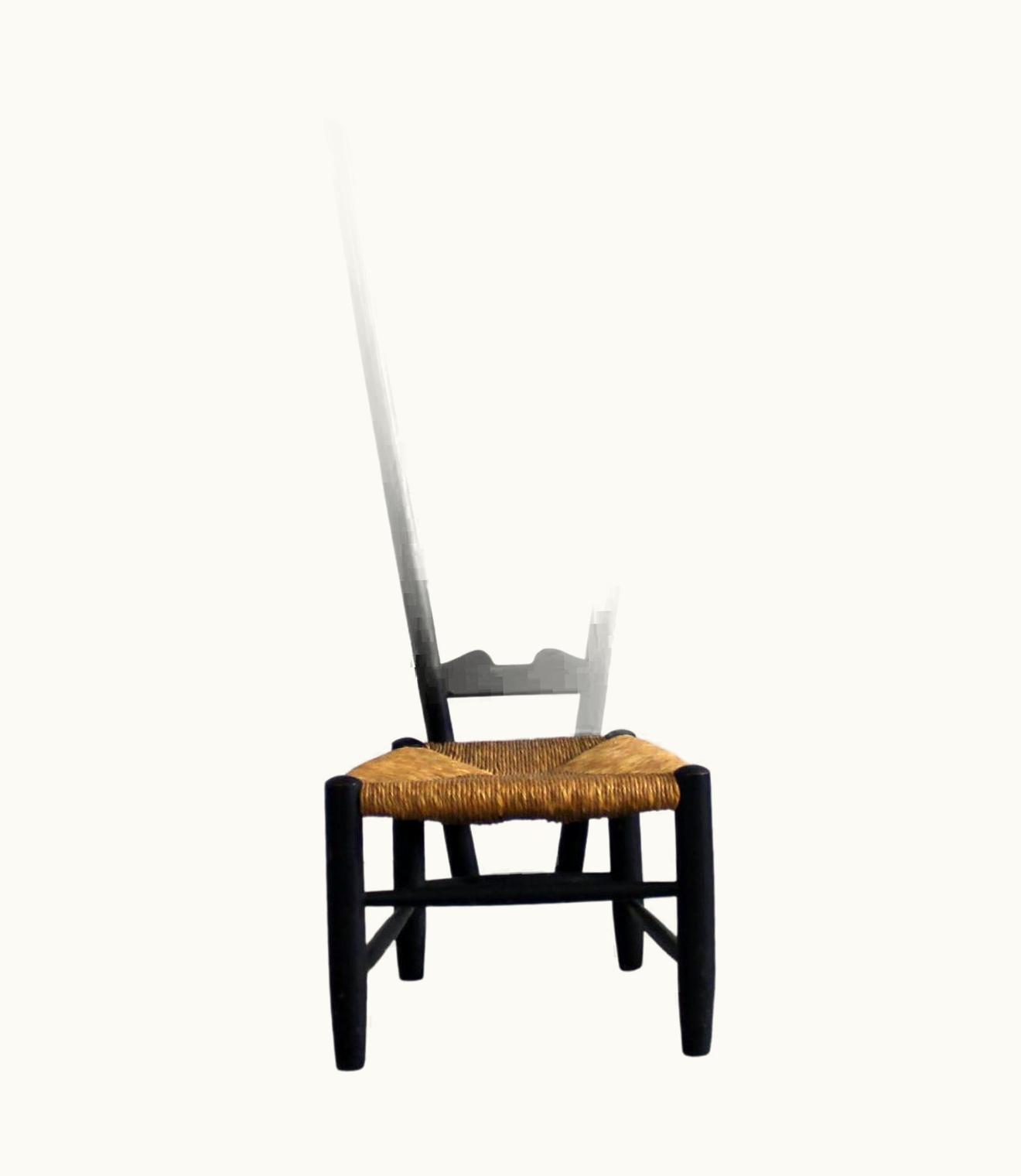 Gio Ponti Gio Ponti Fireside Chair In Black Beech Wood And Straw By Casa & Giardino 50s
