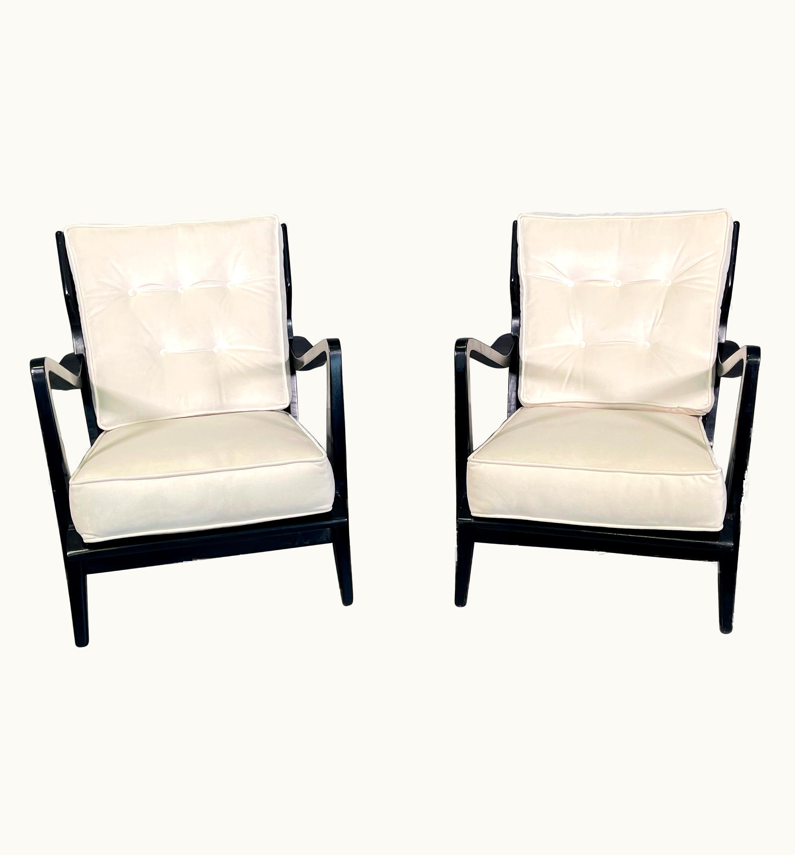 Gio Ponti Gio Ponti Pair Of Gio Ponti Walnut Ebonized Chairs Model No 516 For Cassina, 1950s