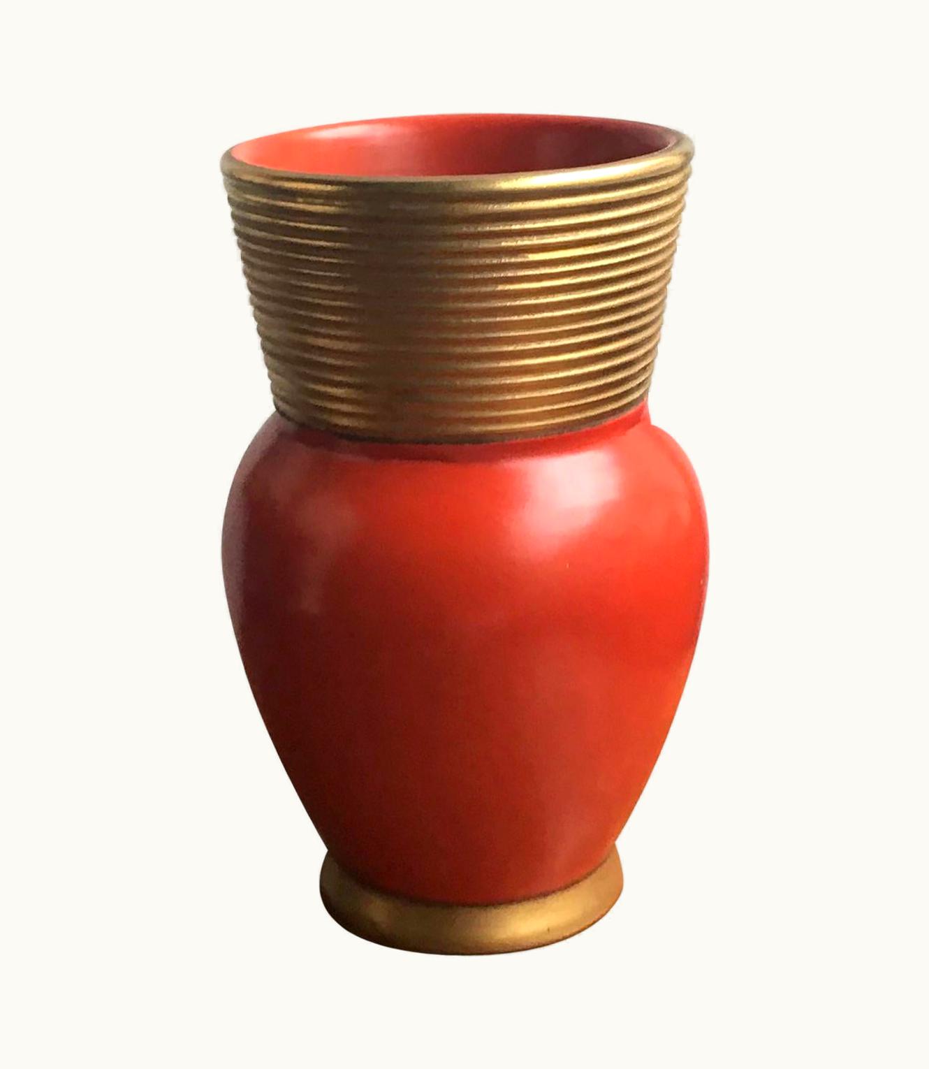 Gio Ponti Gio Ponti Richard Ginori Vase Ceramic Gold Red, 1940, Italy