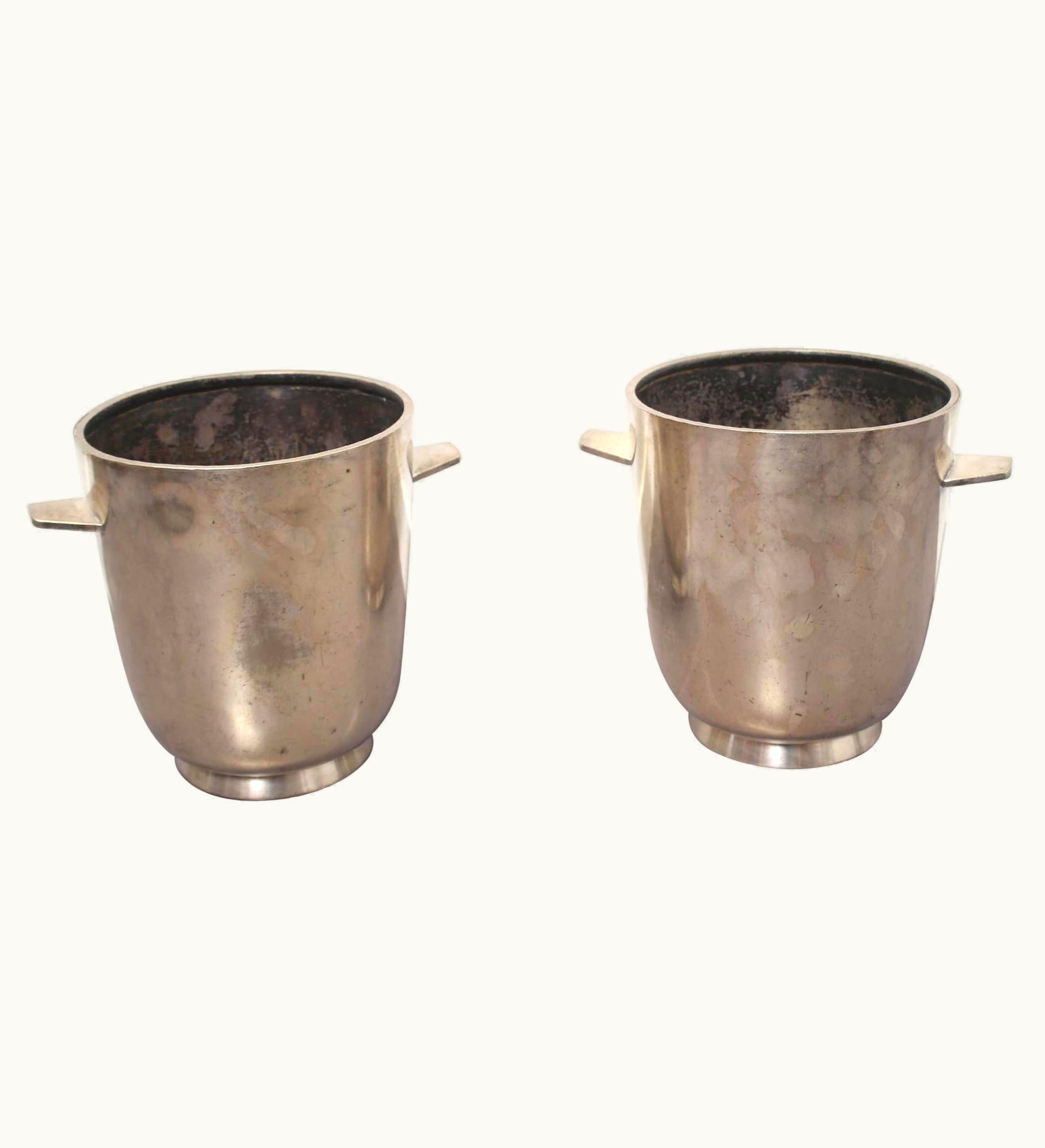 Gio Ponti Gio Ponti Italian Silver Plated Champagne Buckets For Fratelli Calderoni, 1950s