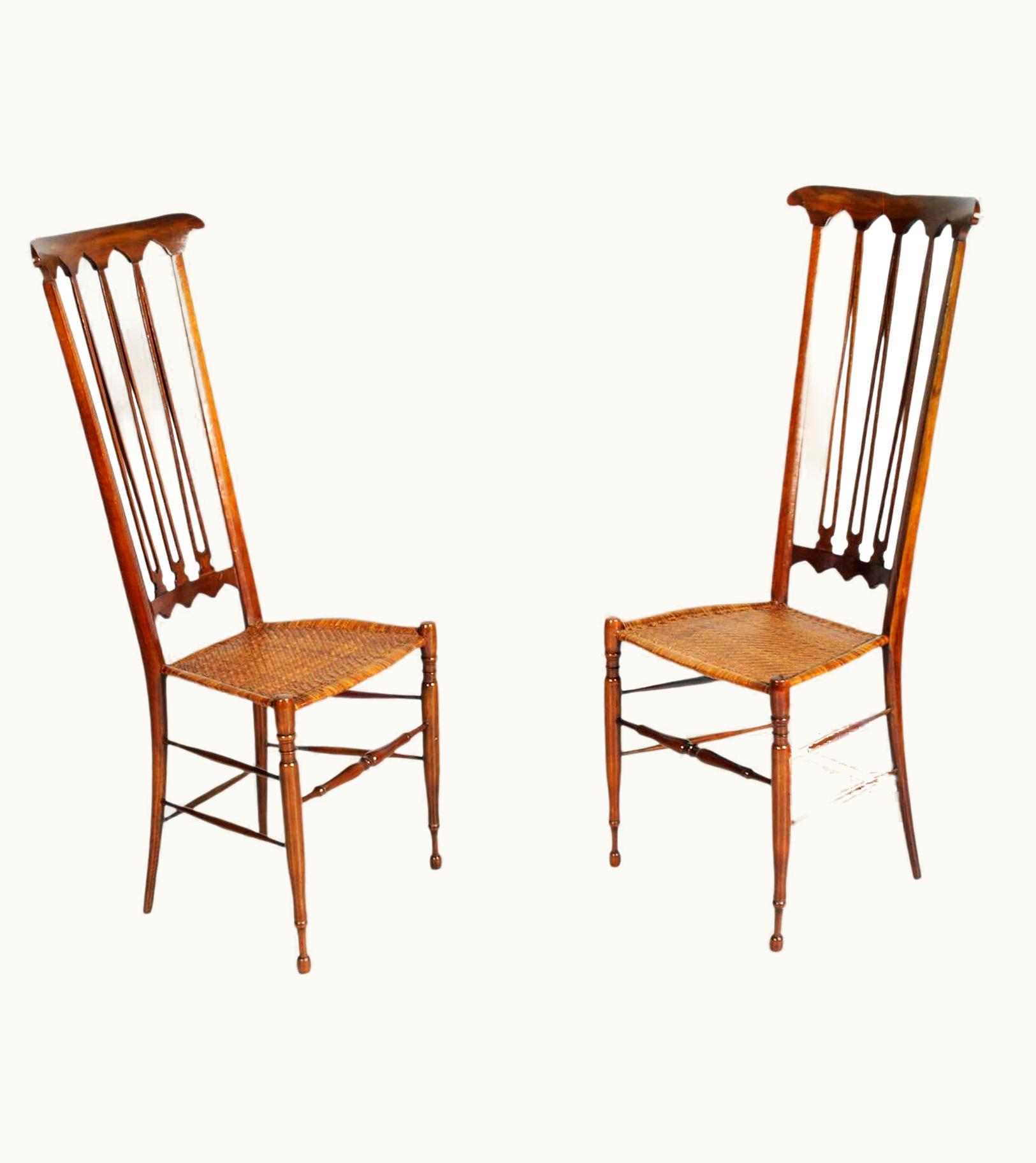 Gio Ponti Gio Ponti Iconic Mid-centuryp Pair High Back Chairs By Gio Ponti Per SAC, All Originals
