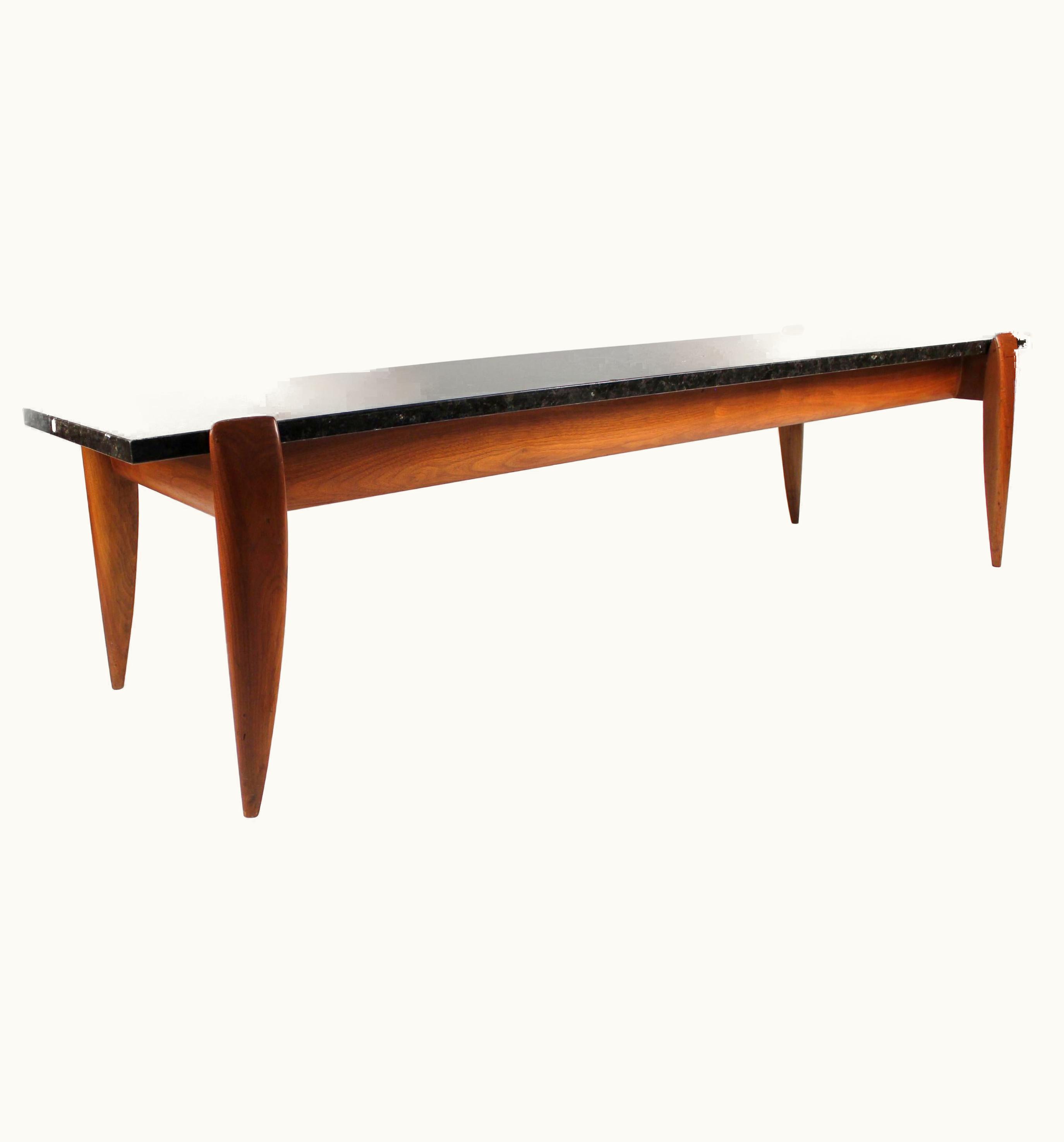Gio Ponti Gio Ponti Coffee Table For Singer & Sons In Italian Walnut With Labradorite Top