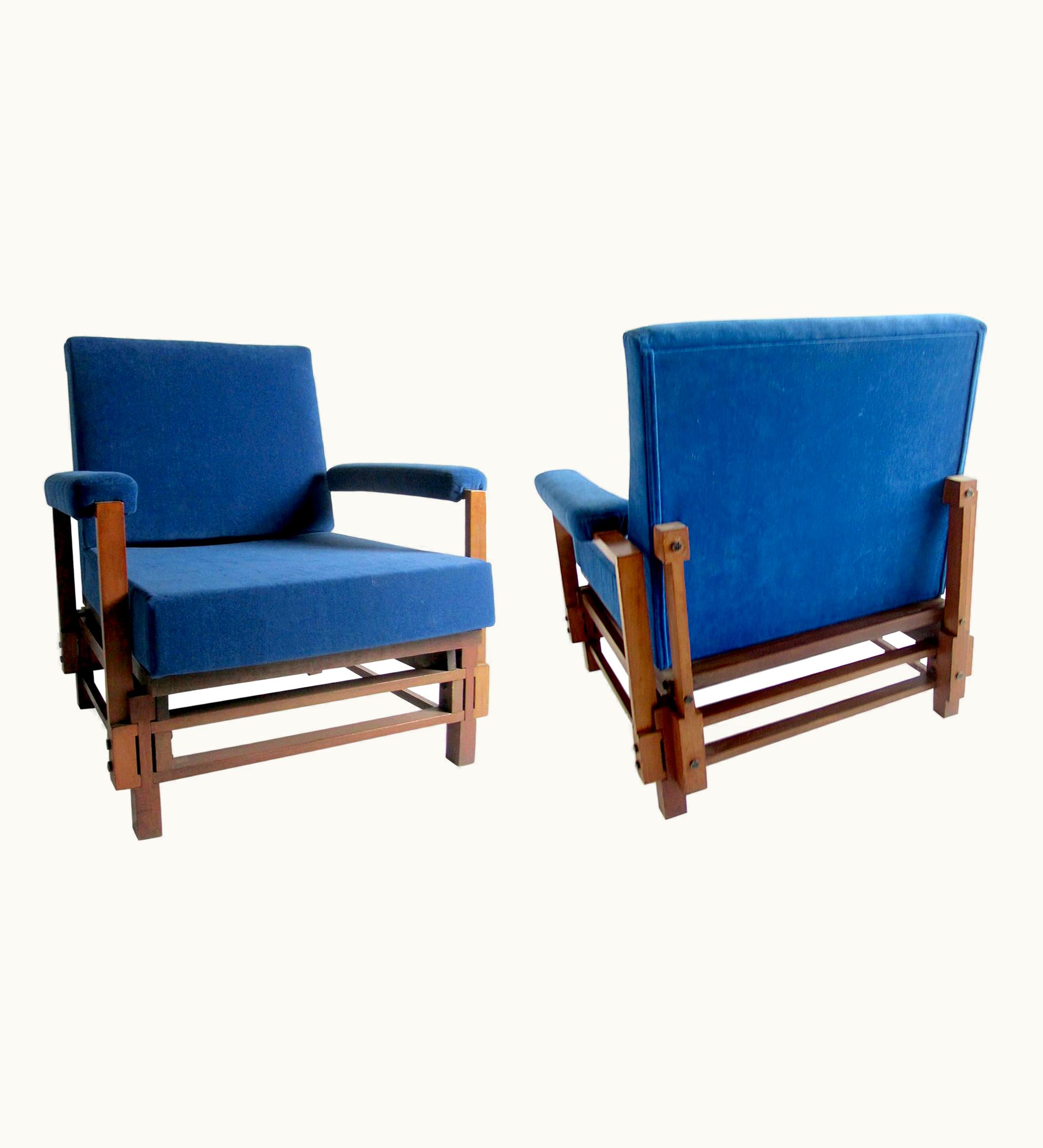 Gio Ponti Gio Ponti Pair Of Italian Modern Walnut Armchairs, ISA, Attributed To Gio Ponti