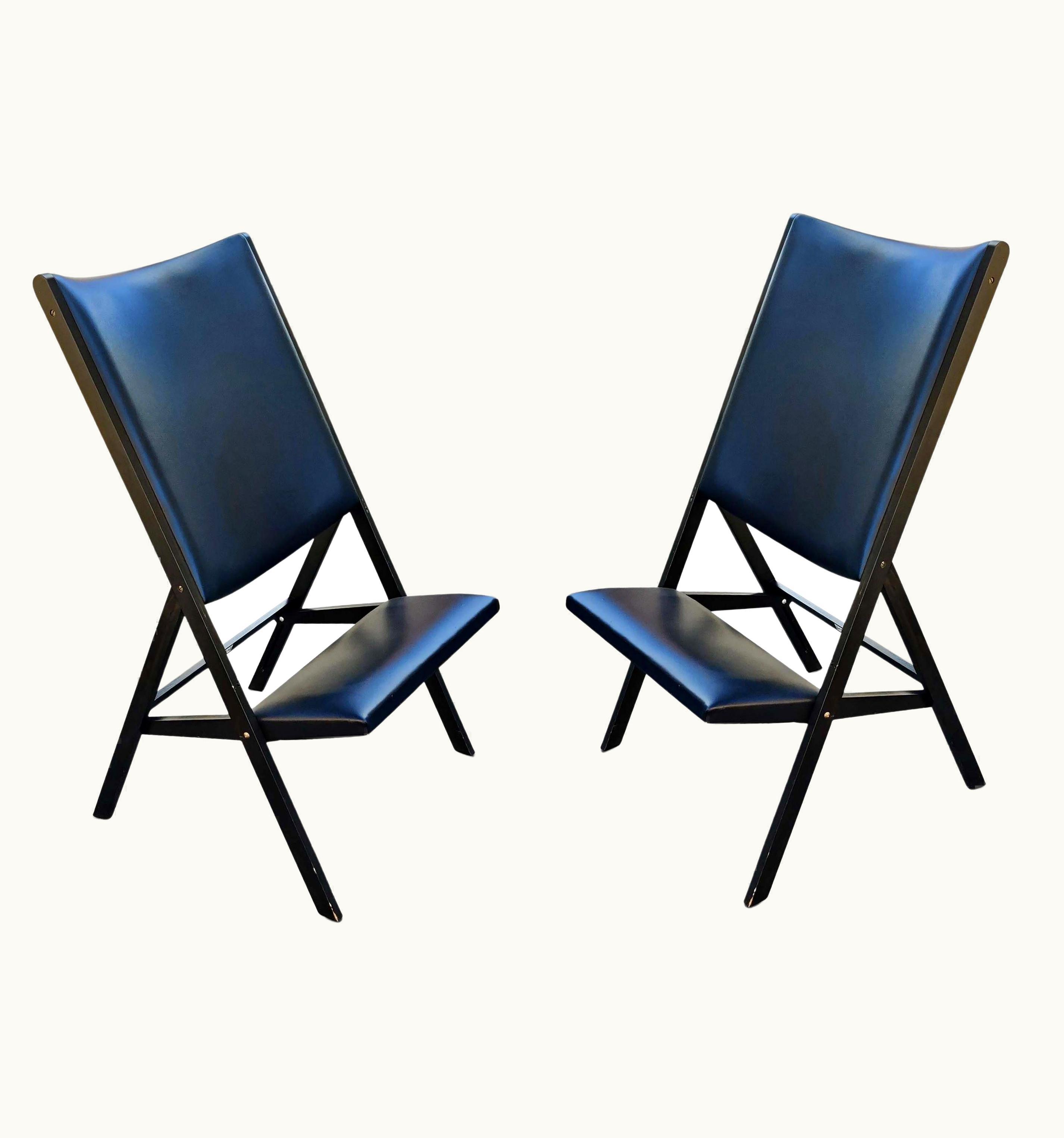 Gio Ponti Gio Ponti Pair Of Gio Ponti For Walter Ponti Gabriella Folding Chairs Model D.270.2 Black