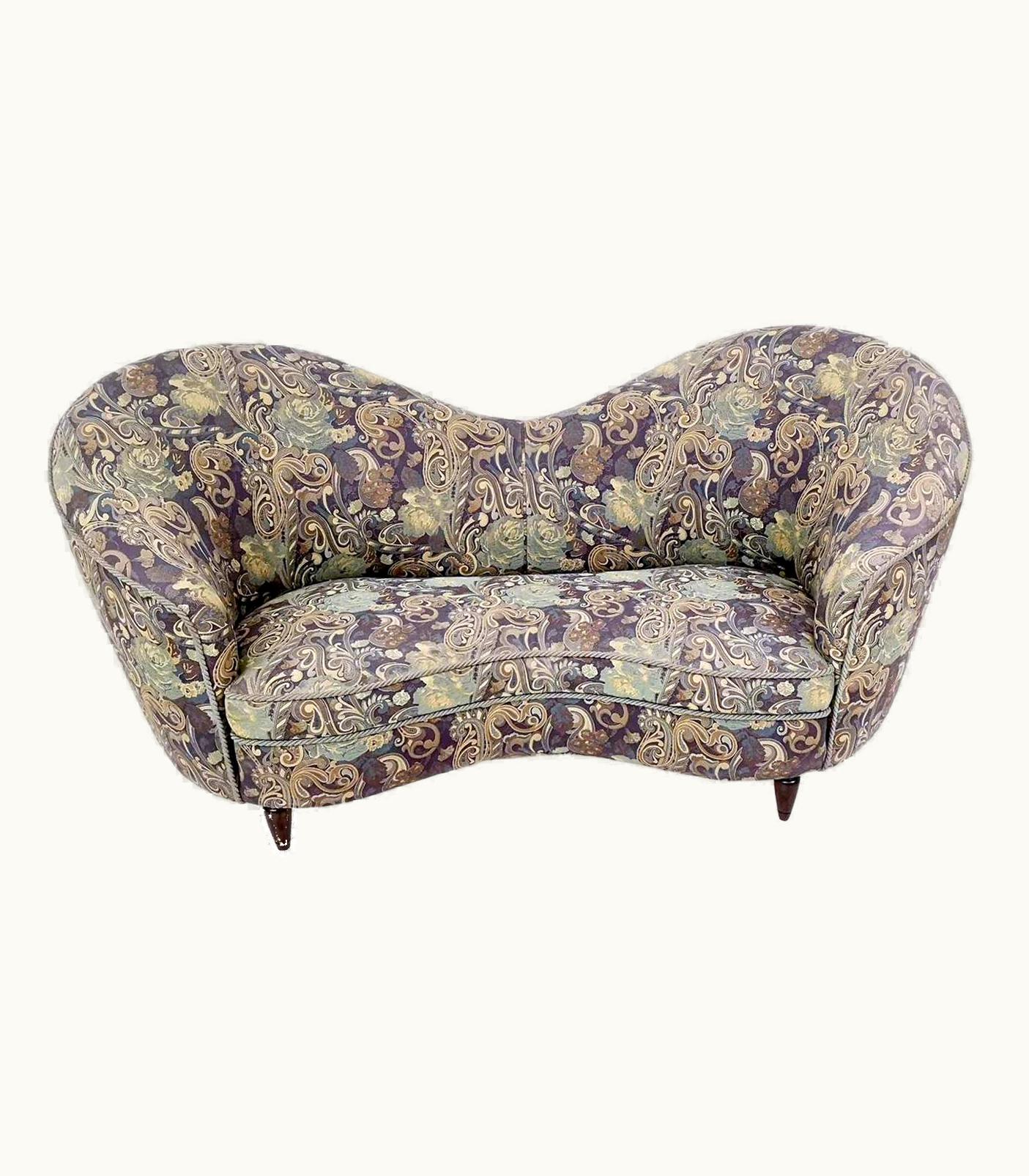 Gio Ponti Gio Ponti Vintage Bean Shaped Patterned Sofa By Gio Ponti, Italy, Certified