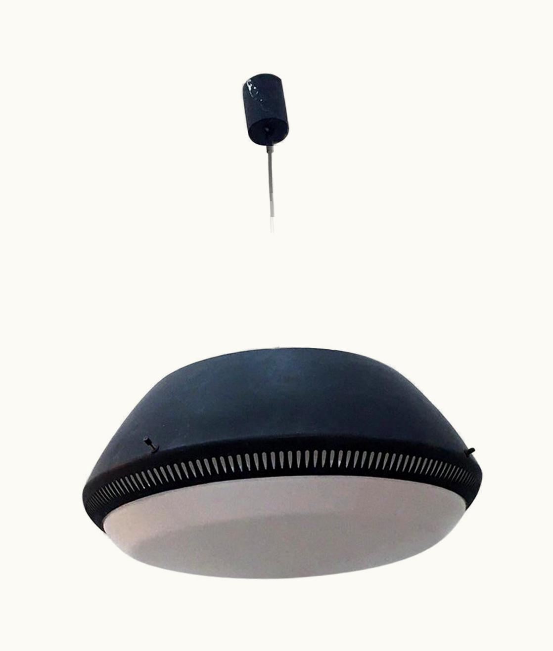 Gio Ponti Gio Ponti Italian Black Enameled Metal Chandelier By Gio Ponti For Greco, 1950s