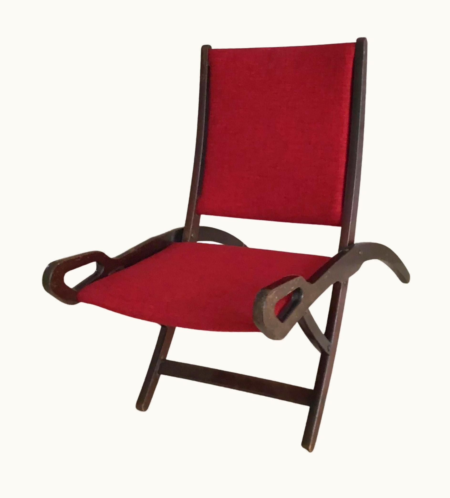 Gio Ponti Gio Ponti Gio' Ponti FR" Armchair Wood Brass Upholstered Seat And Back, 1960, Italy