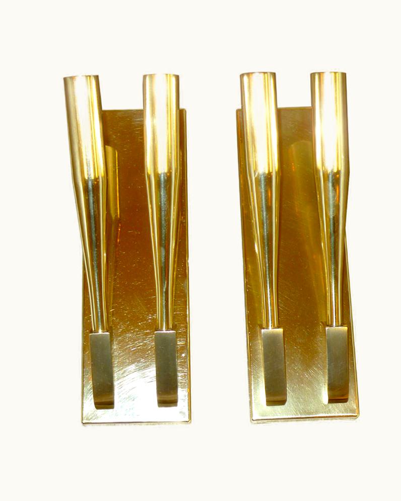 Gio Ponti Gio Ponti Pair Of Brass Sconces Attributed To Gio Ponti