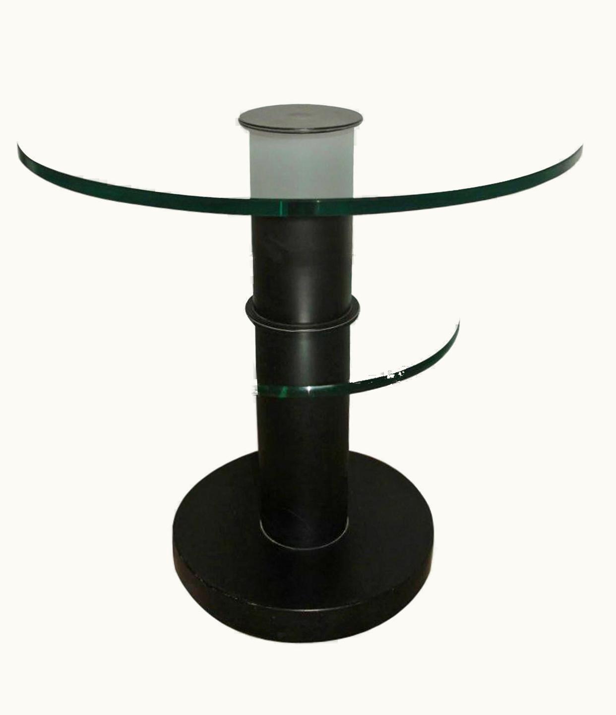 Gio Ponti Gio Ponti Round Coffee Table Gio Ponti For Fontana Arte, 1960s Black Trasparent Glass