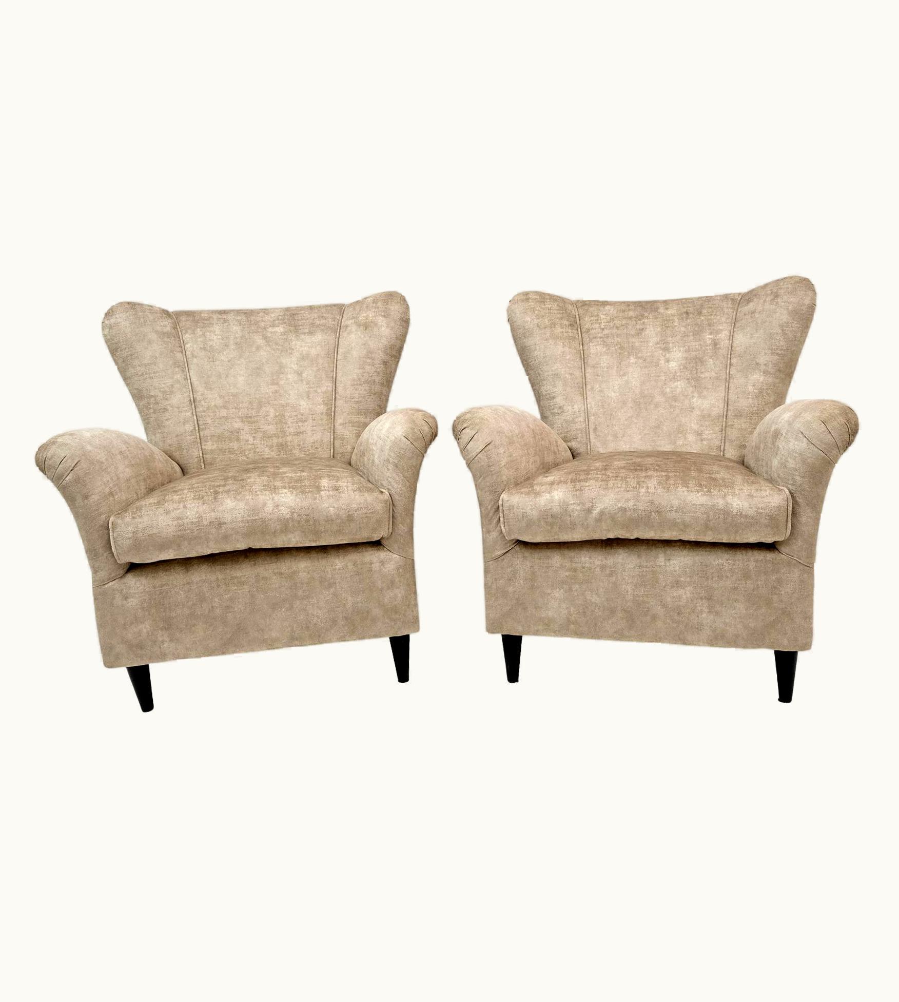 Gio Ponti Gio Ponti Pair Of Gio Ponti Mid-Century Modern Italian Vintage Velvet Armchairs For ISA