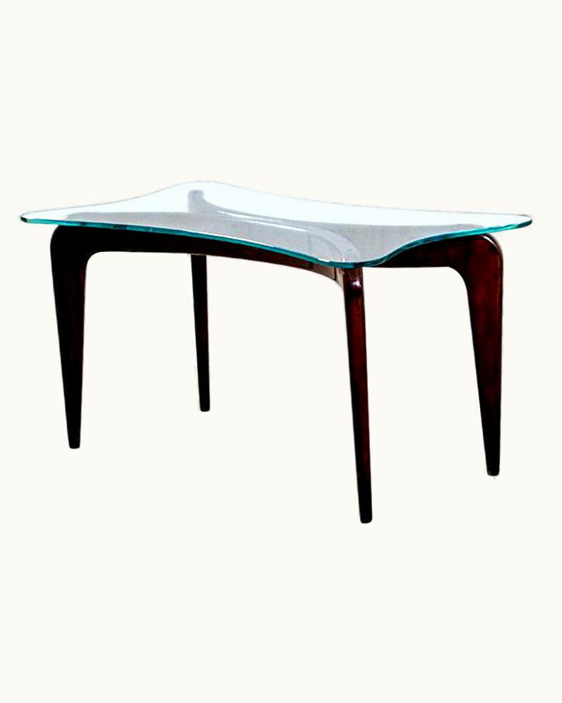 Gio Ponti Gio Ponti 20th Century Gio Ponti Fontana Arte Coffee Table In Wood And Butterfly Glass Top