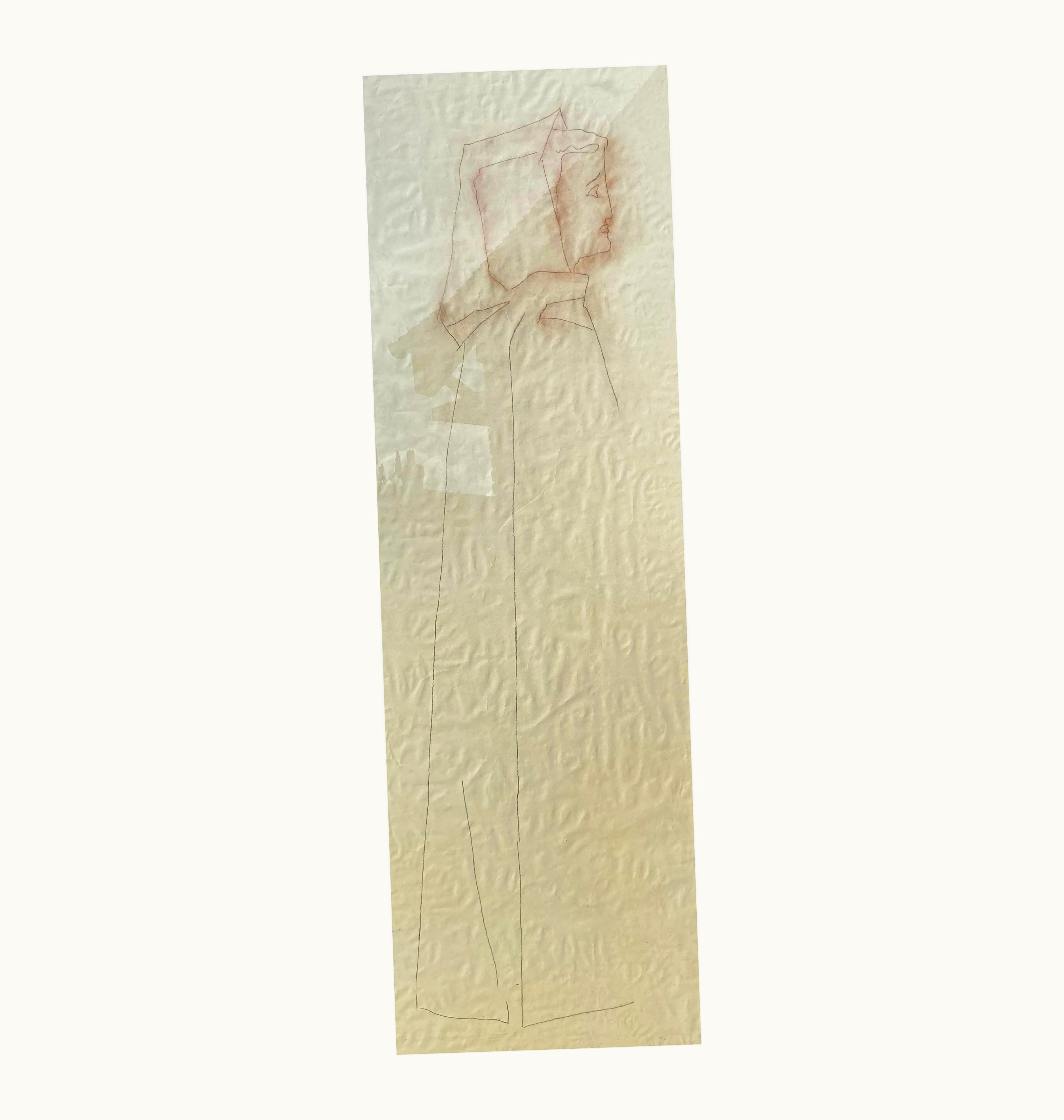 Gio Ponti Large Original Hand Drawn Pencil Sketch Of 'the Philosipher