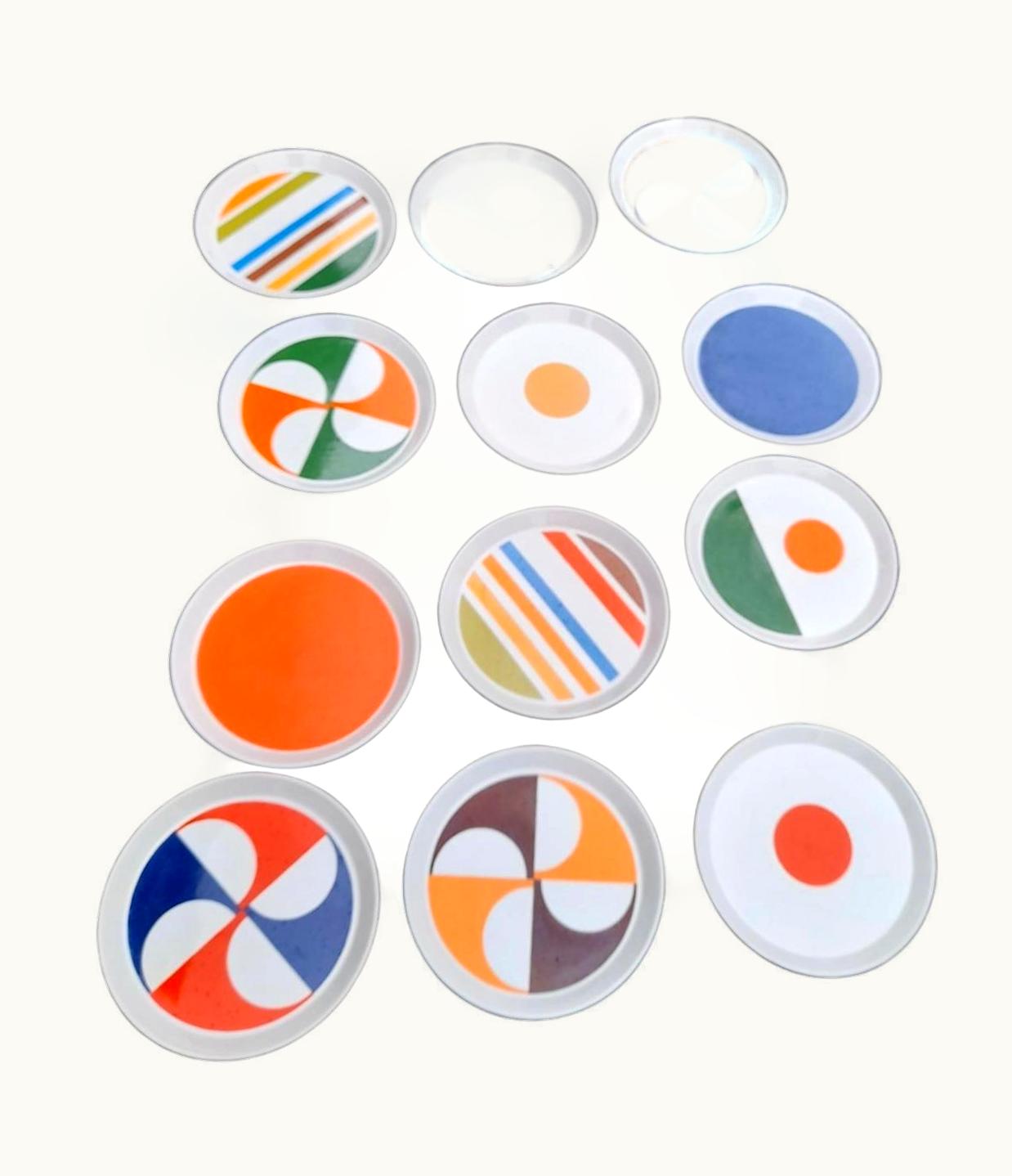 Gio Ponti Gio Ponti " Franco Pozzi " Set 12 Ceramic Plates, 1967, Italy