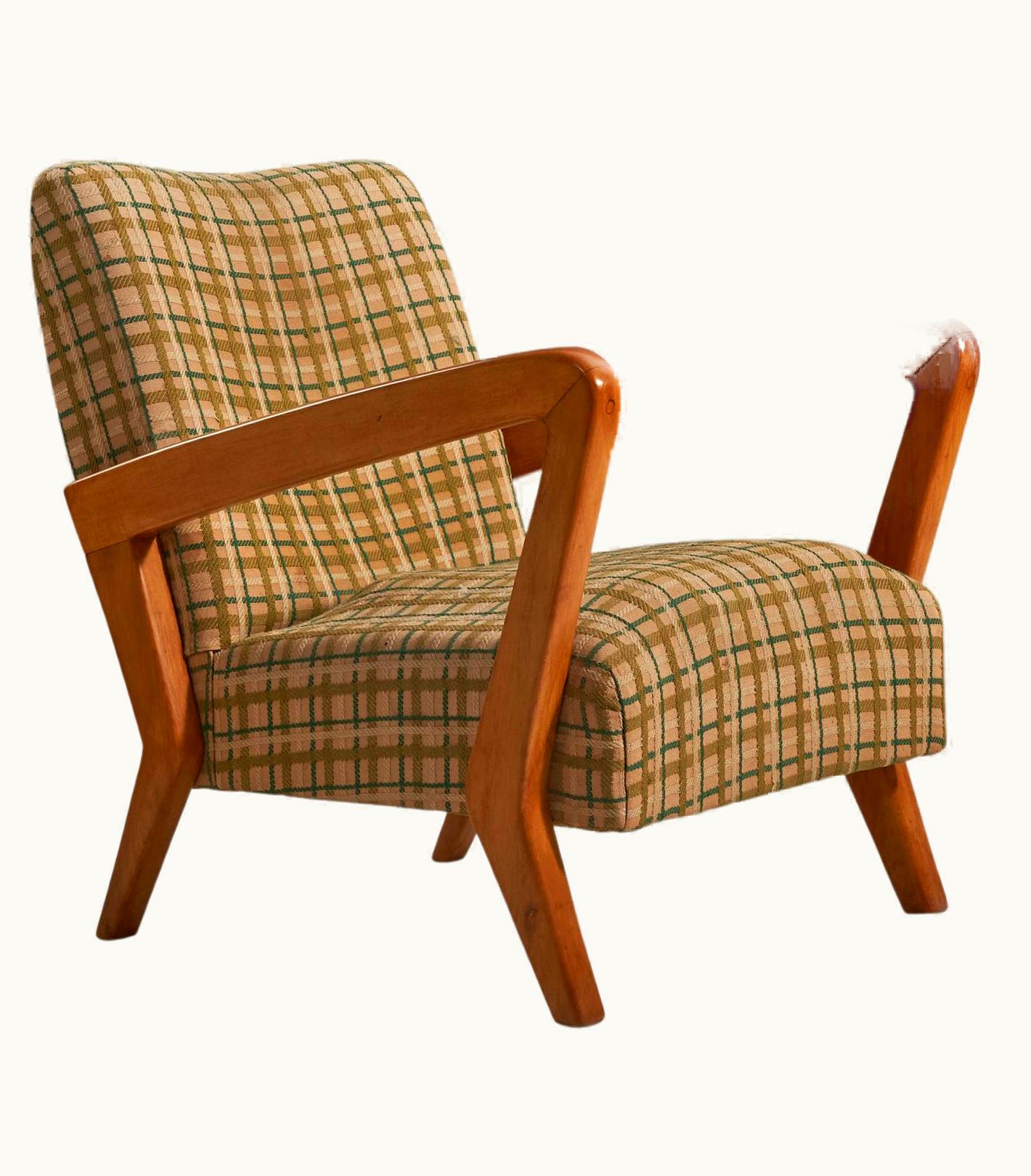 Gio Ponti, Lounge Chair, Walnut, Fabric, Italy, C. 1950