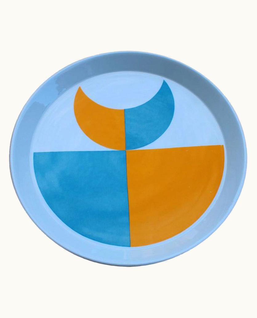 Gio Ponti Round Gio Ponti Franco Pozzi Gallarate Decorative Plate Blue Orange, 1960 UZ0196528