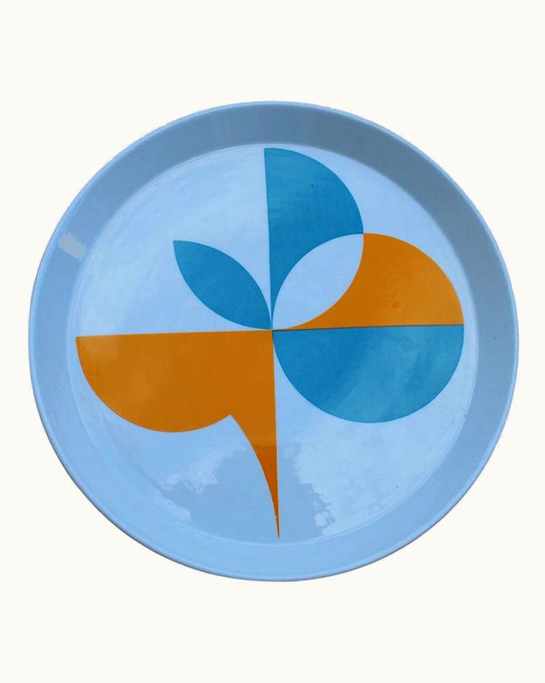 Gio Ponti Round Gio Ponti Franco Pozzi Gallarate Decorative Plate Blue Orange, 1960 UZ0196530