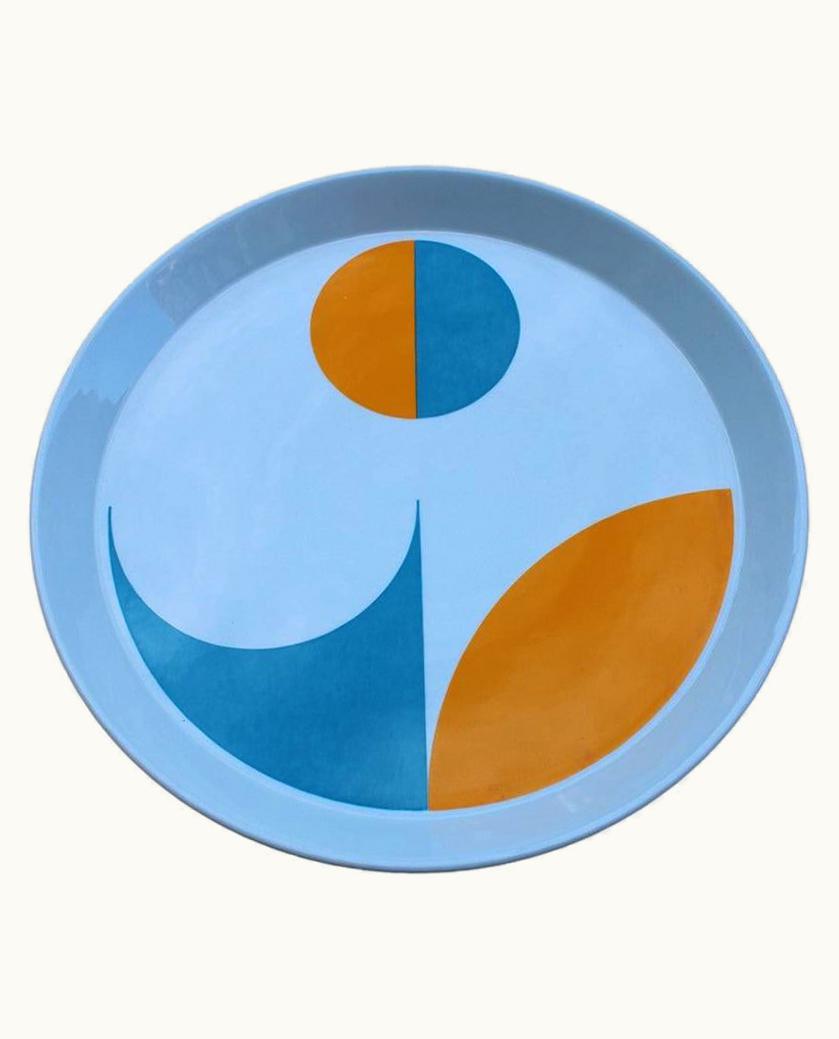 Gio Ponti Round Gio Ponti Franco Pozzi Gallarate Decorative Plate Blue Orange, 1960 UZ0196532