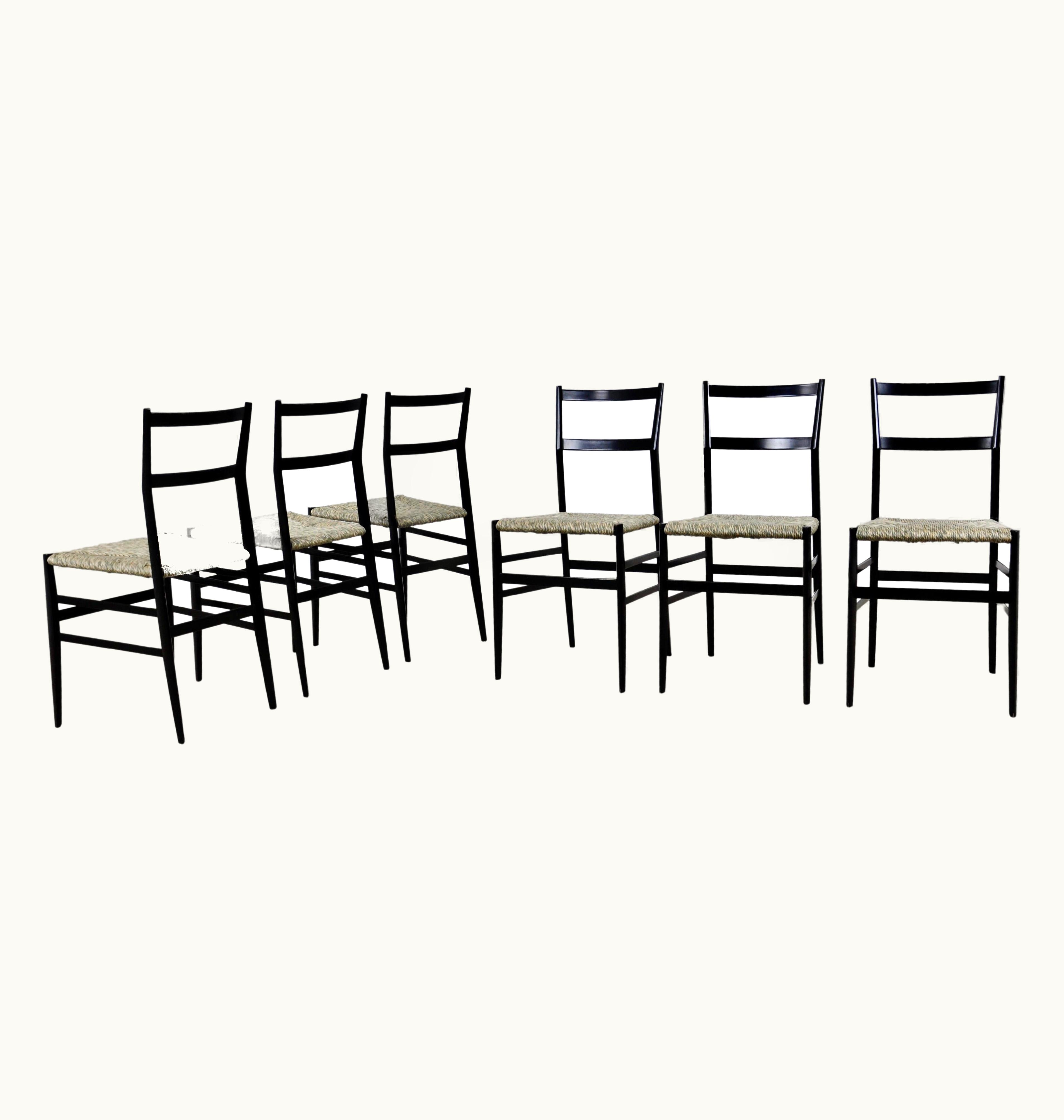 Gio Ponti Superleggera Chairs By Gio Ponti For Cassina, 1950S Set Of 6