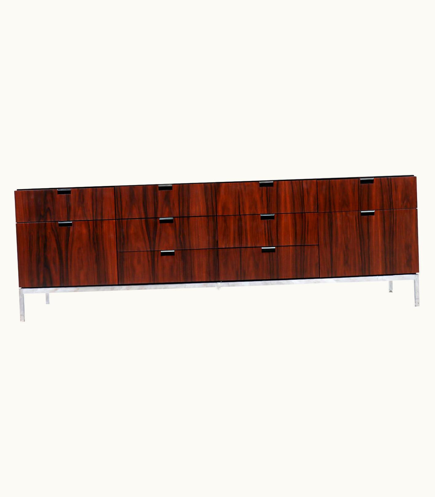Florence Knoll Florence Knoll Rosewood & Steel Credenza With Carrara Marble Top