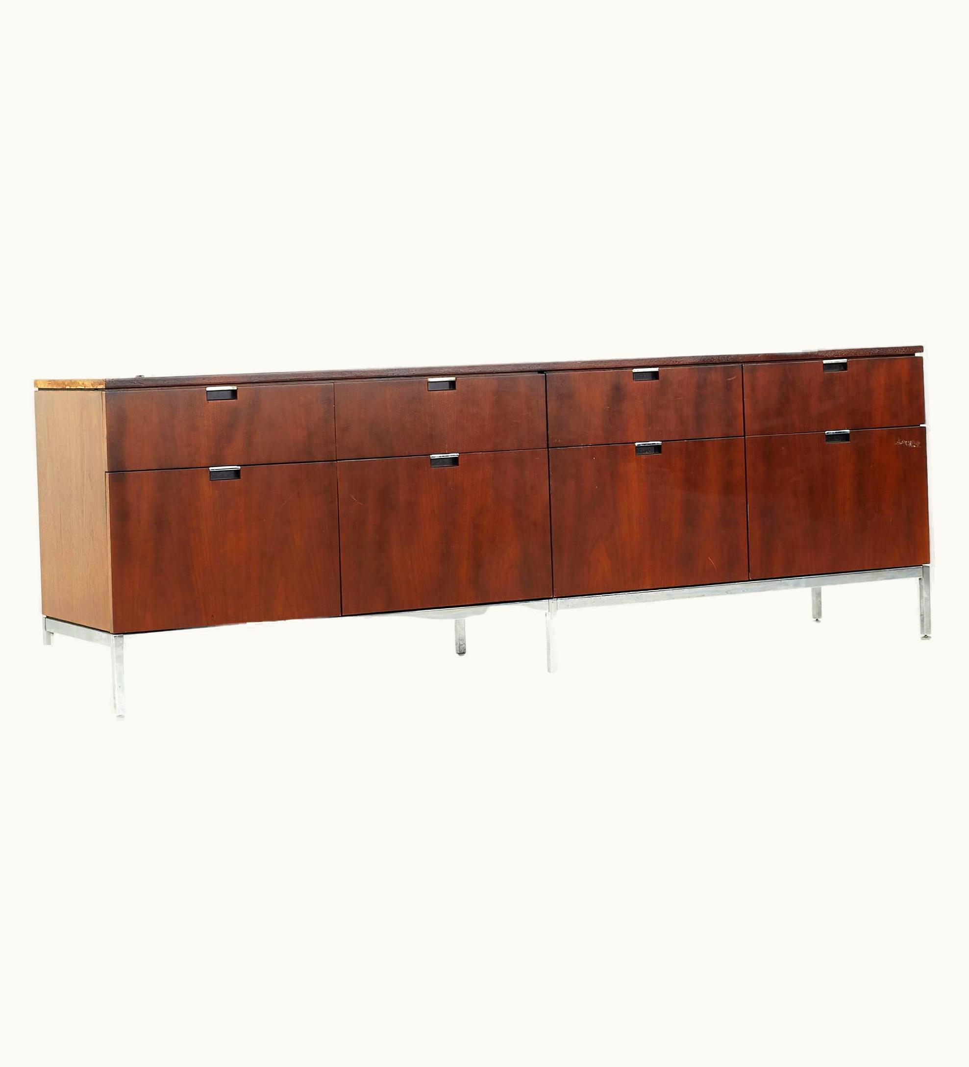 Florence Knoll Florence Knoll Mid-Century Walnut And Chrome Credenza