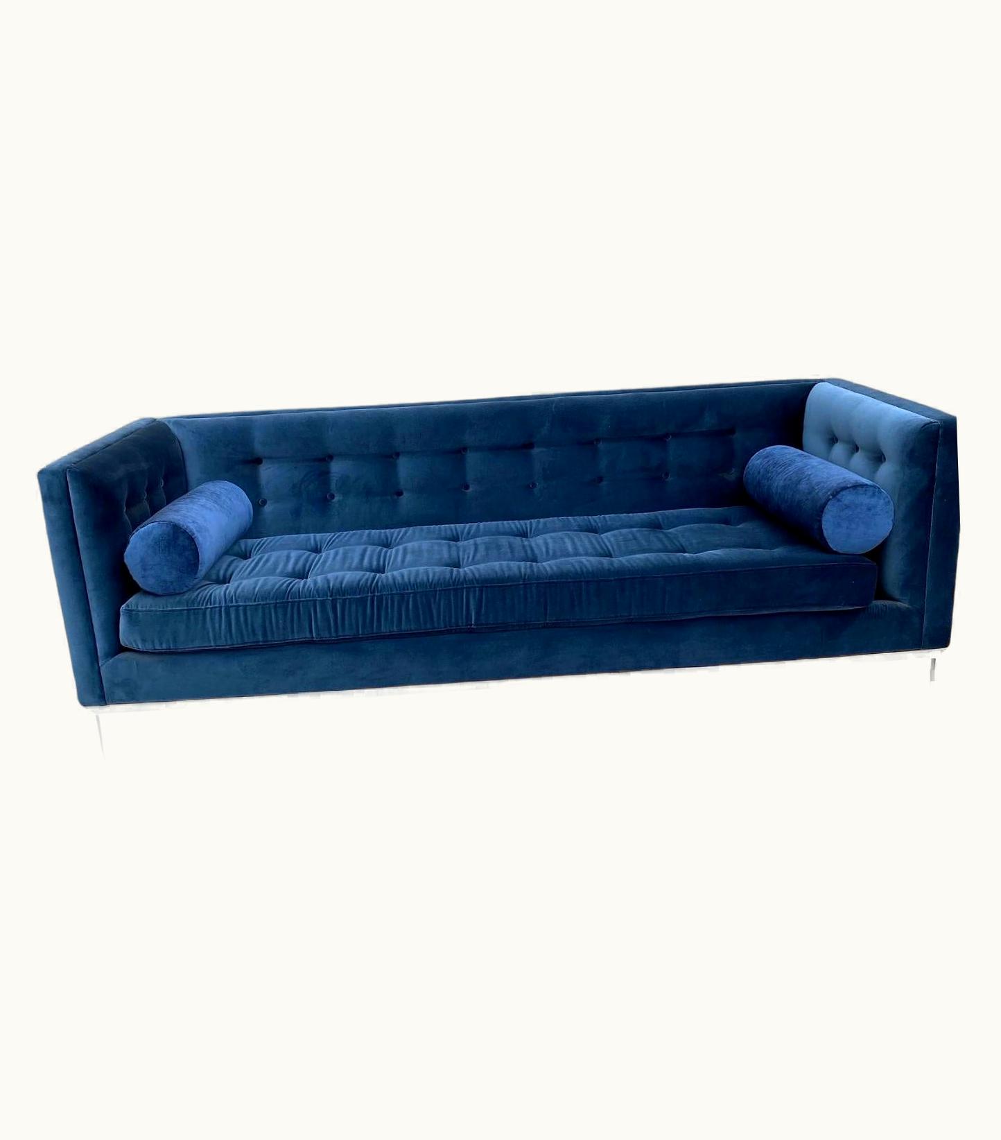 Florence Knoll Mid Century Modern Florence Knoll Chrome Base Sofa Newly Upholstered