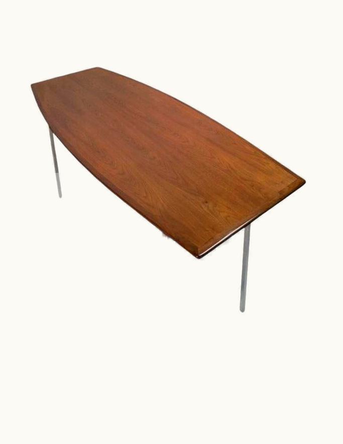 Florence Knoll Florence Knoll Walnut & Chrome Model 580 Dining Conference Table For Knoll, 1960